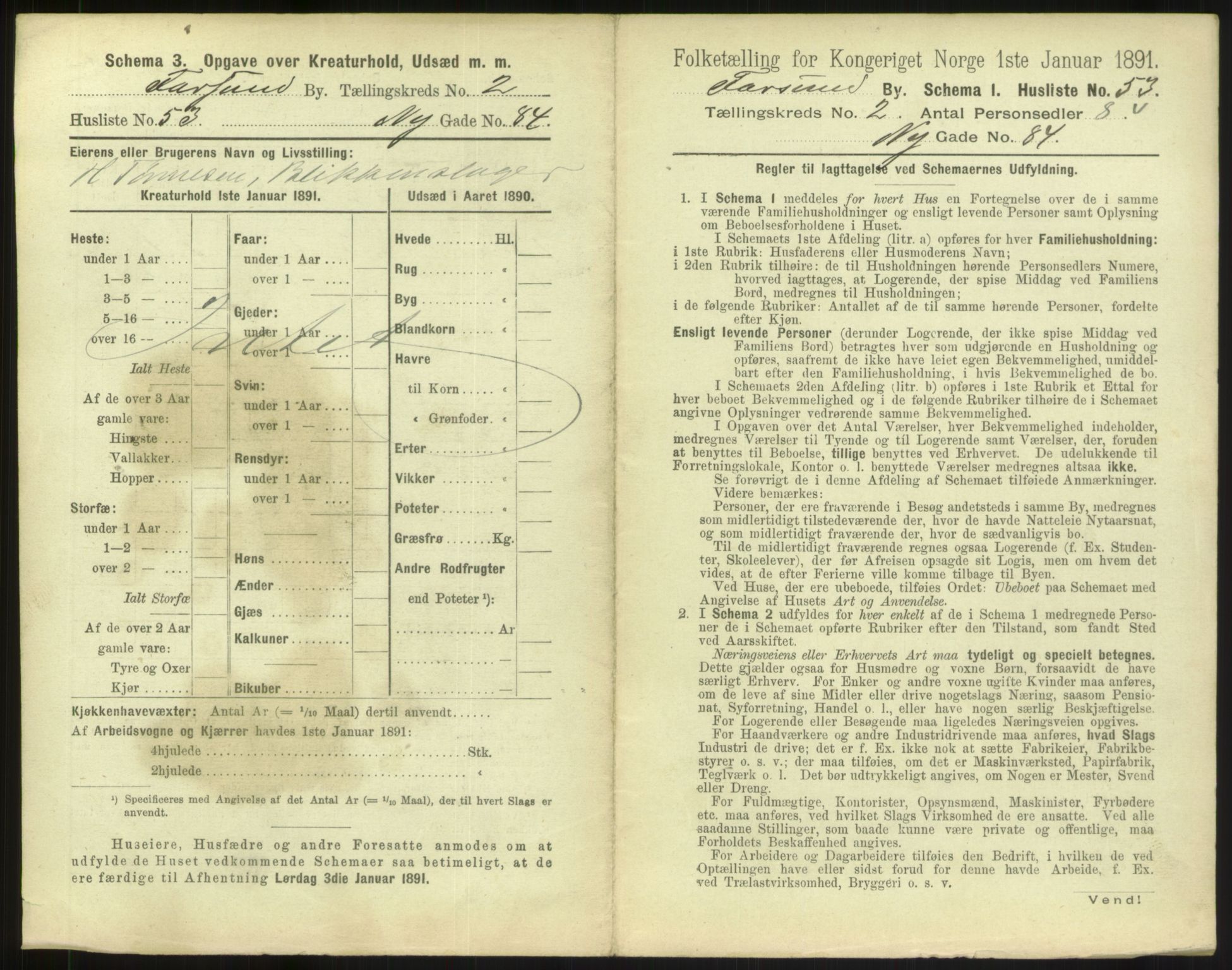 RA, 1891 census for 1003 Farsund, 1891, p. 232