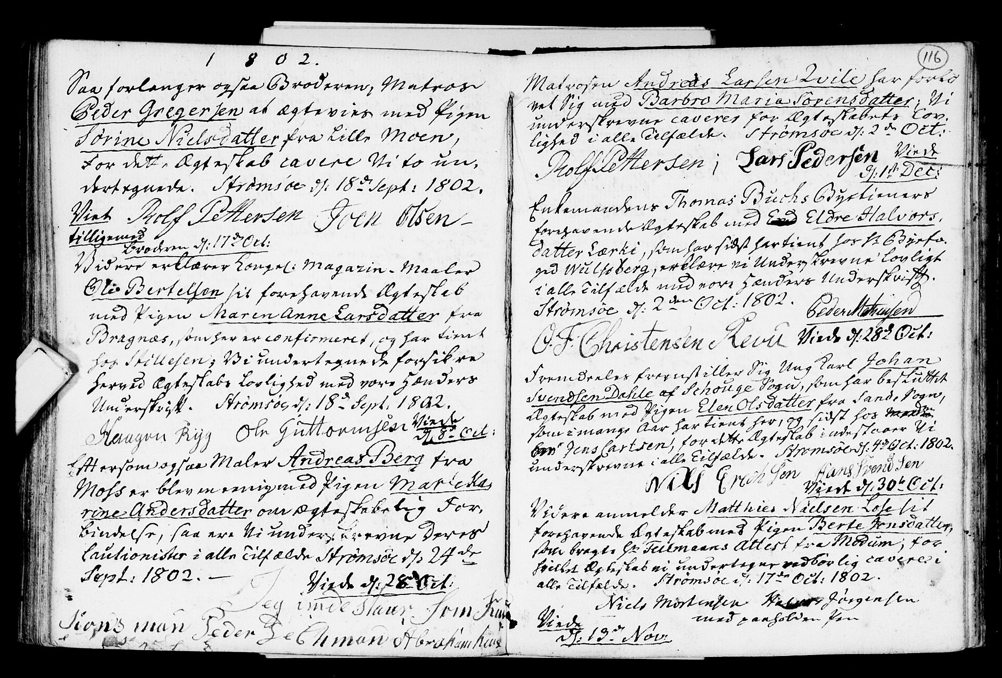 Strømsø kirkebøker, SAKO/A-246/H/Hb/L0001: Best man's statements no. 1, 1752-1815, p. 116
