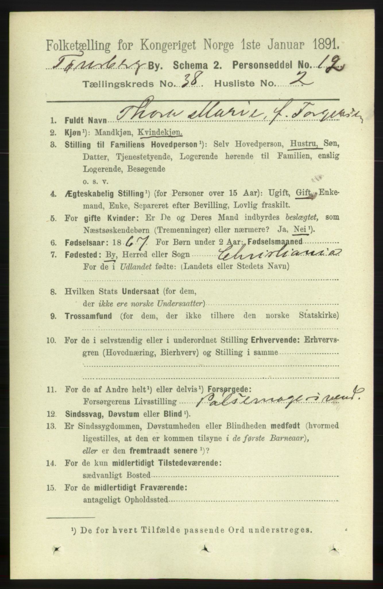 RA, 1891 census for 0705 Tønsberg, 1891, p. 8100