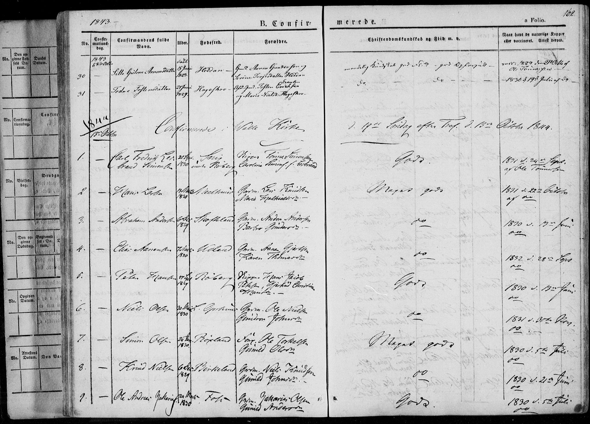 Sør-Audnedal sokneprestkontor, SAK/1111-0039/F/Fa/Fab/L0006: Parish register (official) no. A 6, 1829-1855, p. 162