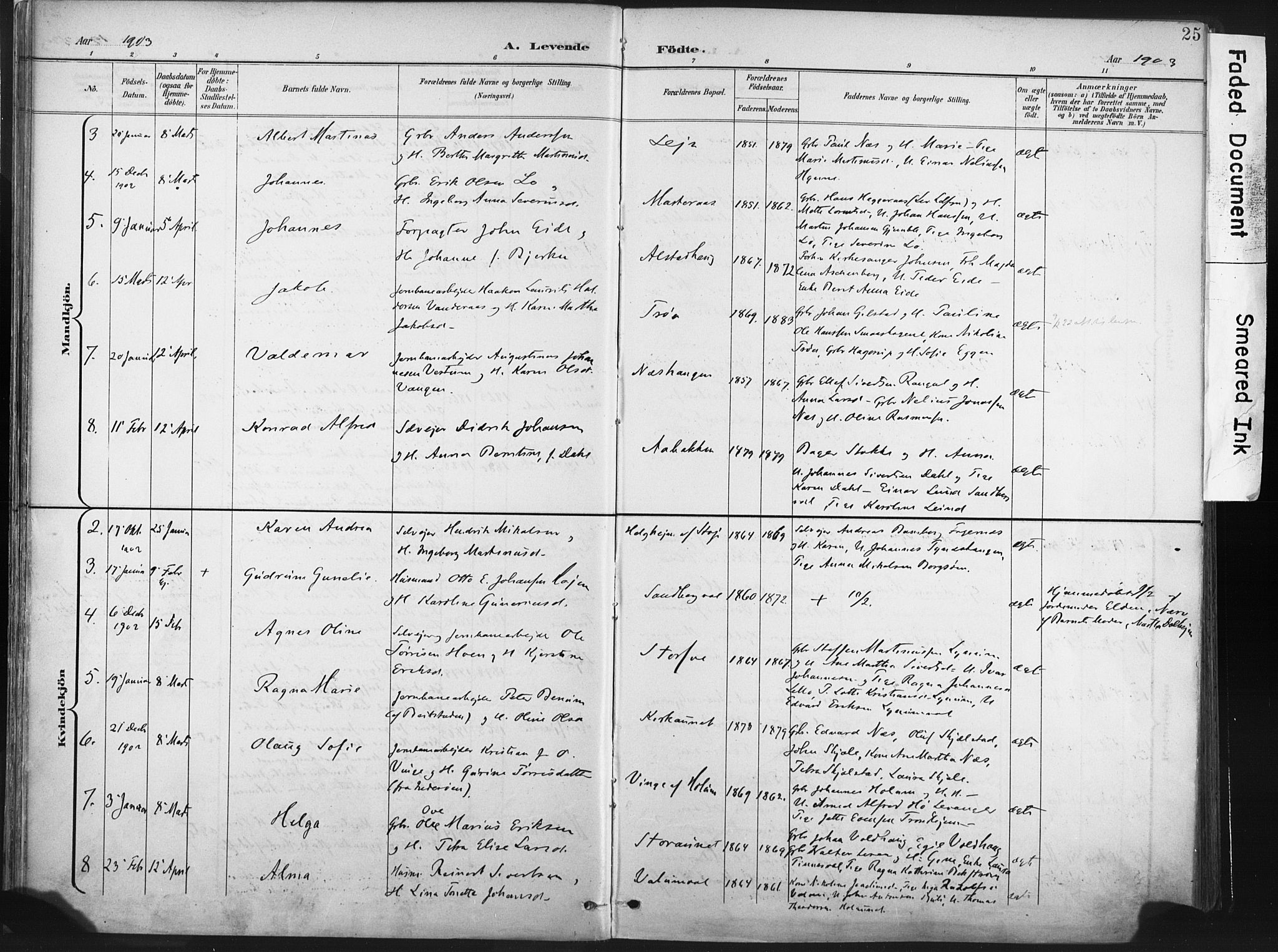 Ministerialprotokoller, klokkerbøker og fødselsregistre - Nord-Trøndelag, SAT/A-1458/717/L0162: Parish register (official) no. 717A12, 1898-1923, p. 25
