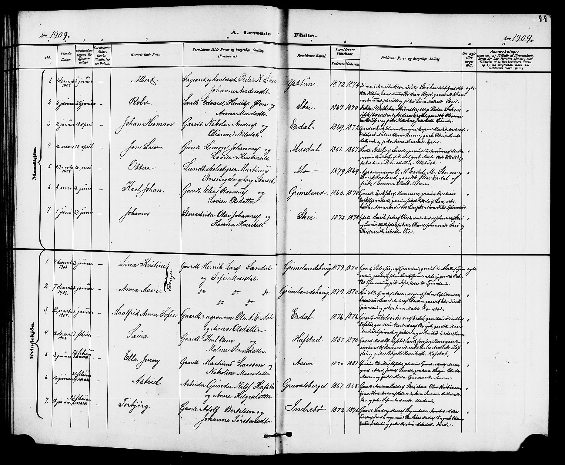 Førde sokneprestembete, SAB/A-79901/H/Hab/Haba/L0003: Parish register (copy) no. A 3, 1899-1924, p. 44