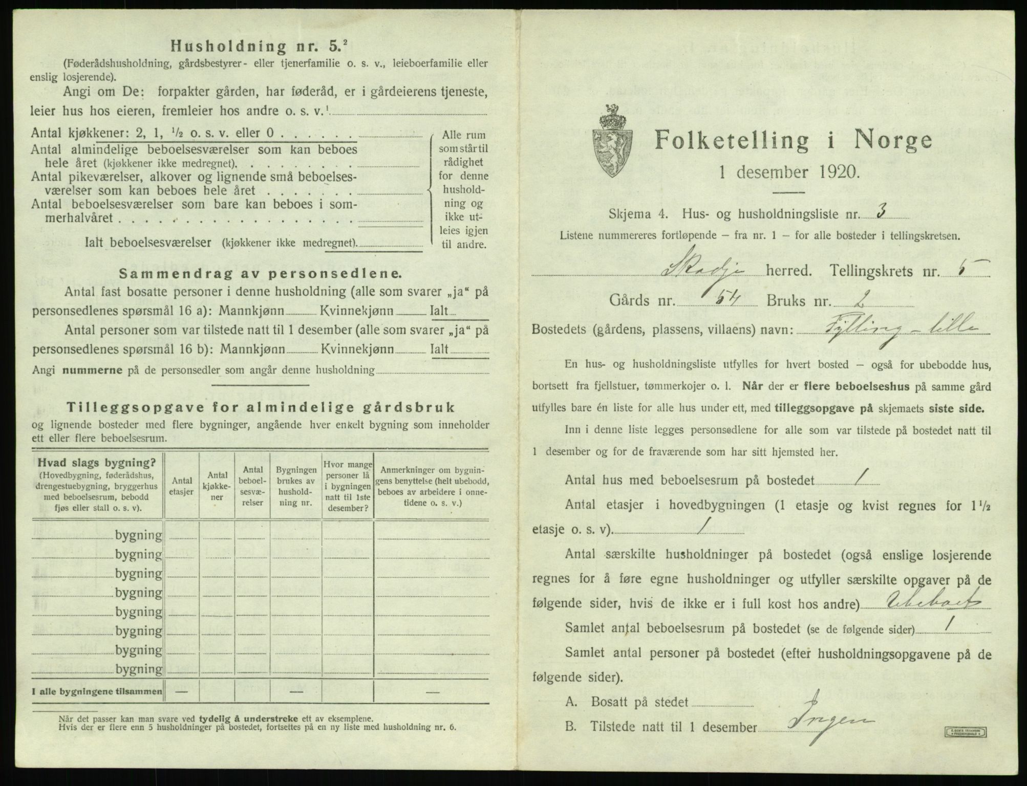 SAT, 1920 census for Skodje, 1920, p. 343