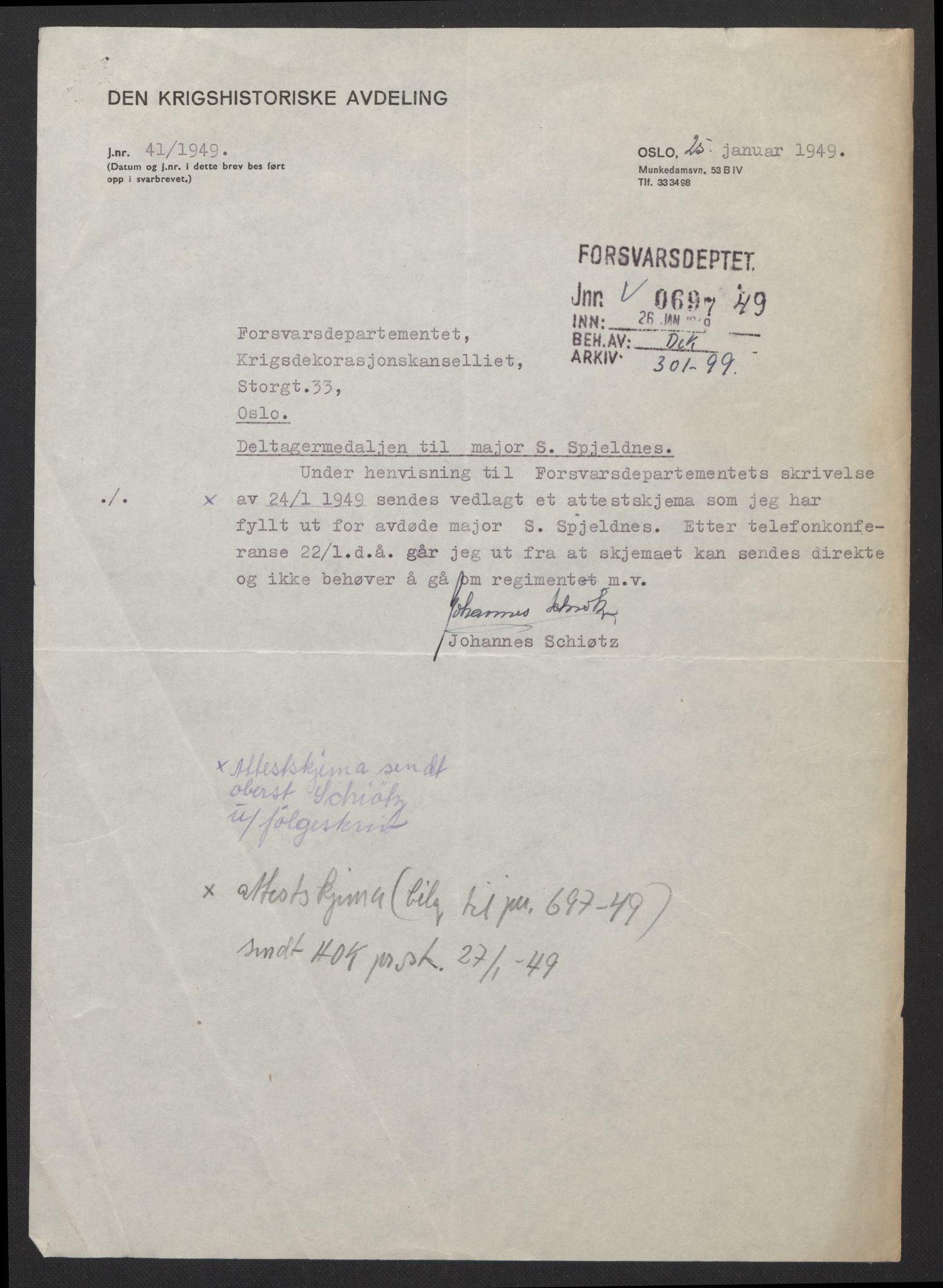 Forsvarsdepartementet, arkivet 1940-1945, RA/RAFA-2062, 1940-1945, p. 726