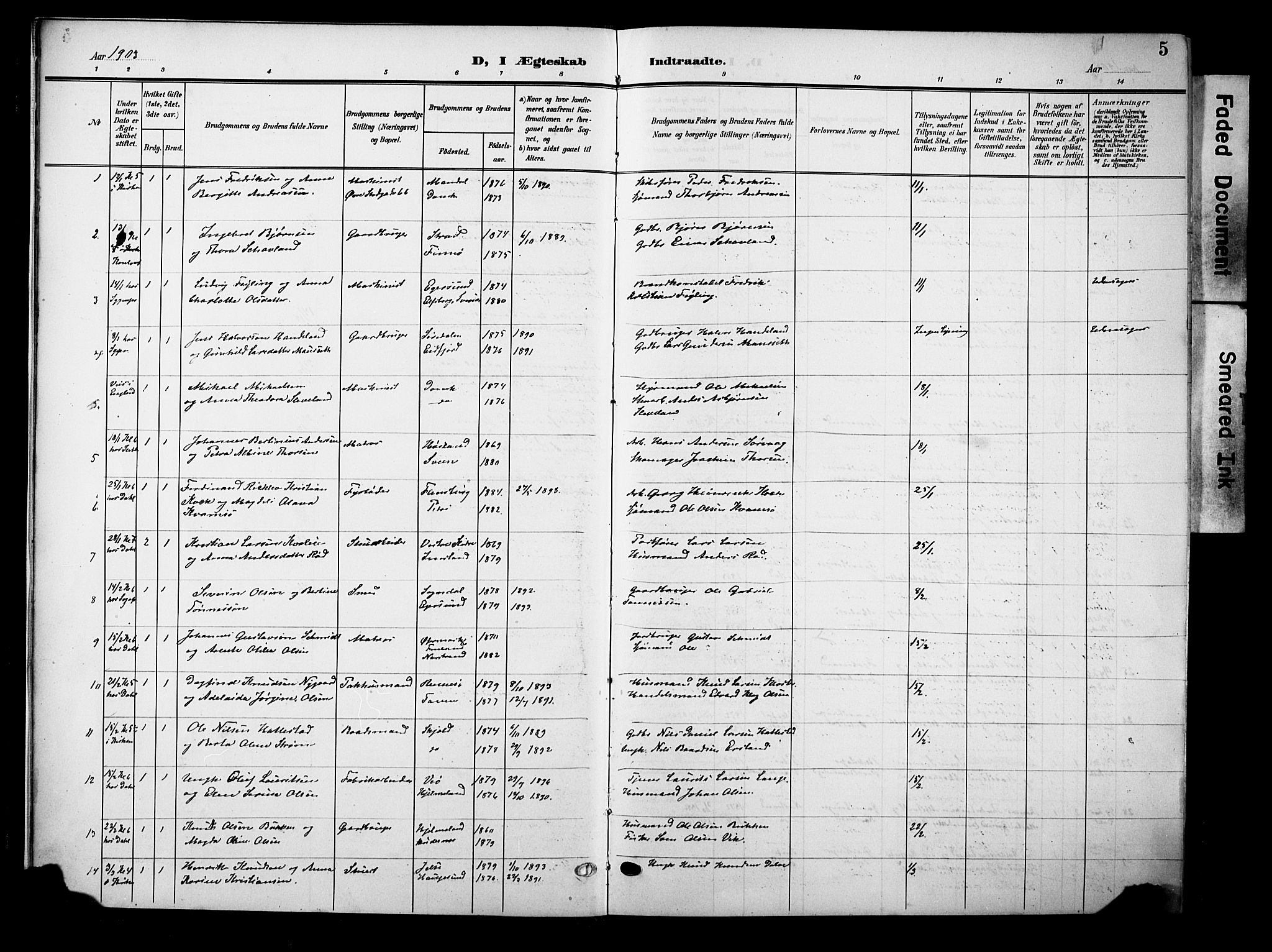 Domkirken sokneprestkontor, SAST/A-101812/001/30/30BB/L0017: Parish register (copy) no. B 17, 1902-1921, p. 5