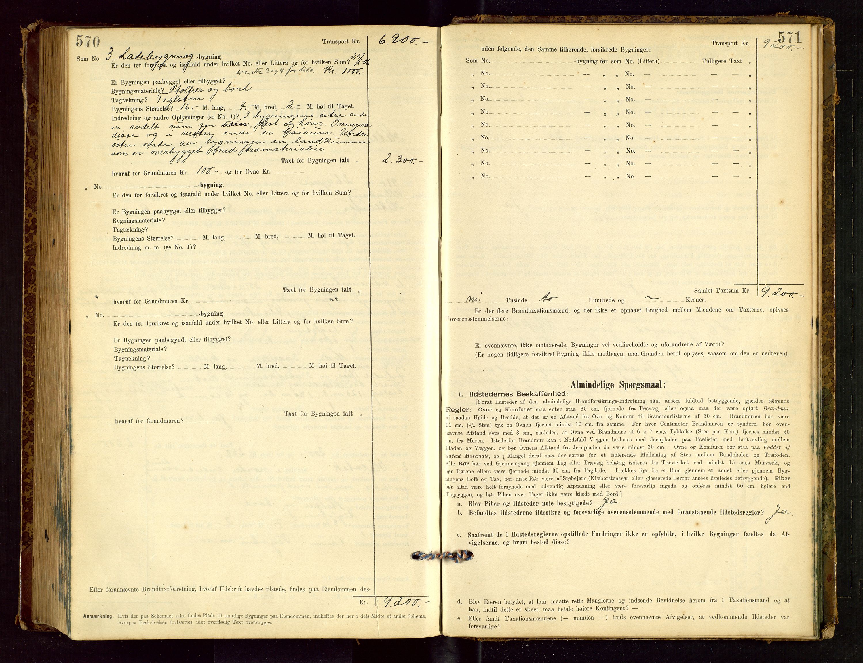 Hetland lensmannskontor, AV/SAST-A-100101/Gob/L0001: "Brandtaxationsprotokol", 1895-1918, p. 570-571