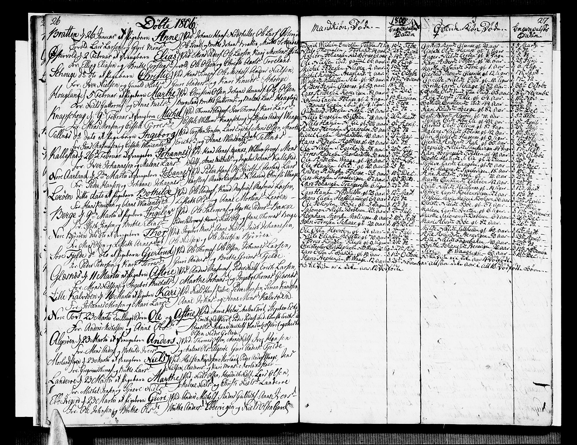 Sund sokneprestembete, SAB/A-99930: Parish register (official) no. A 10, 1804-1818, p. 26-27