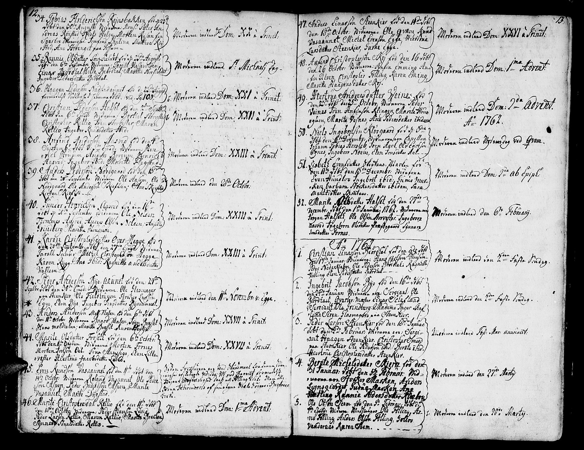 Ministerialprotokoller, klokkerbøker og fødselsregistre - Nord-Trøndelag, SAT/A-1458/746/L0440: Parish register (official) no. 746A02, 1760-1815, p. 12-13