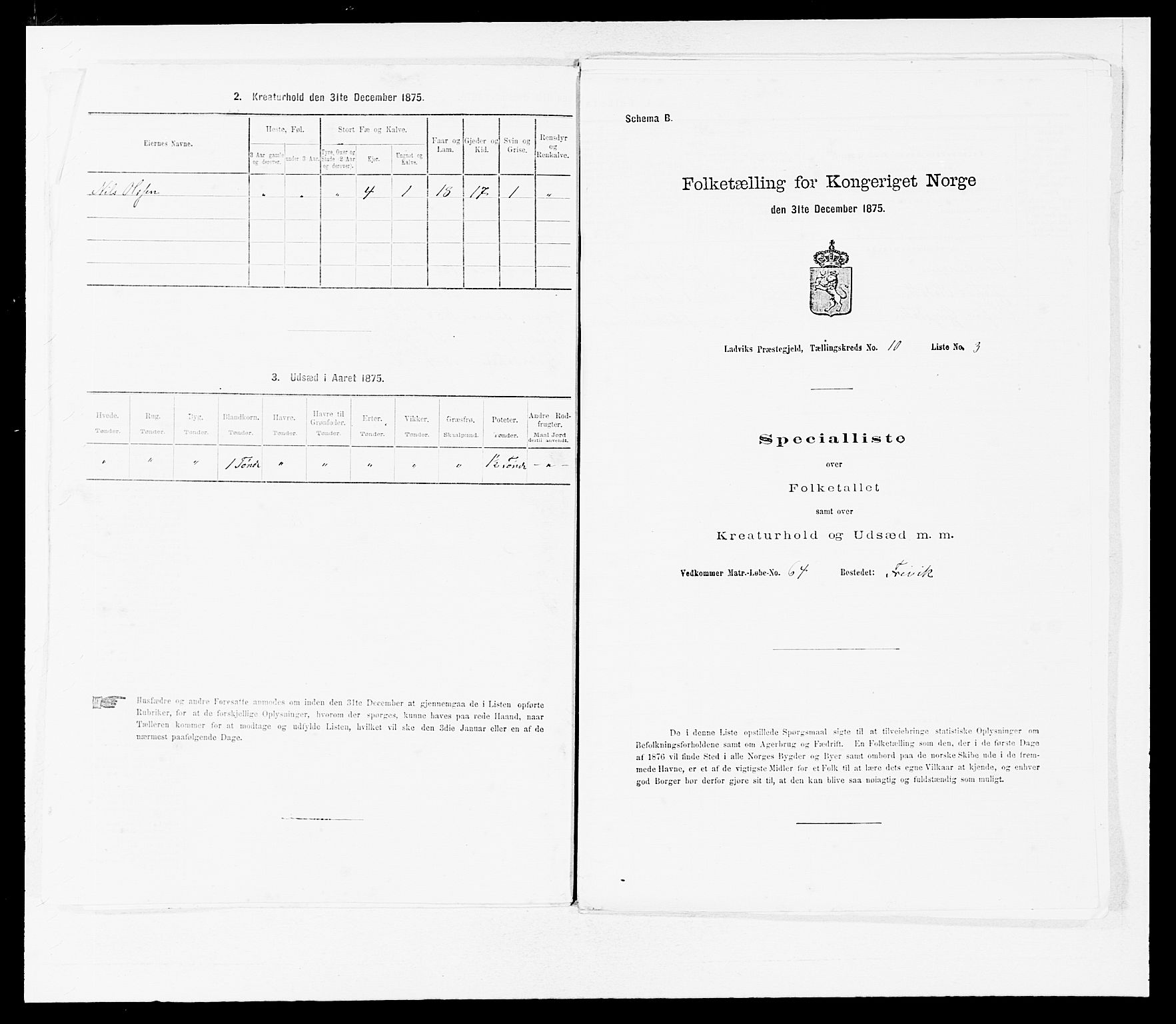 SAB, 1875 census for 1415P Lavik, 1875, p. 761