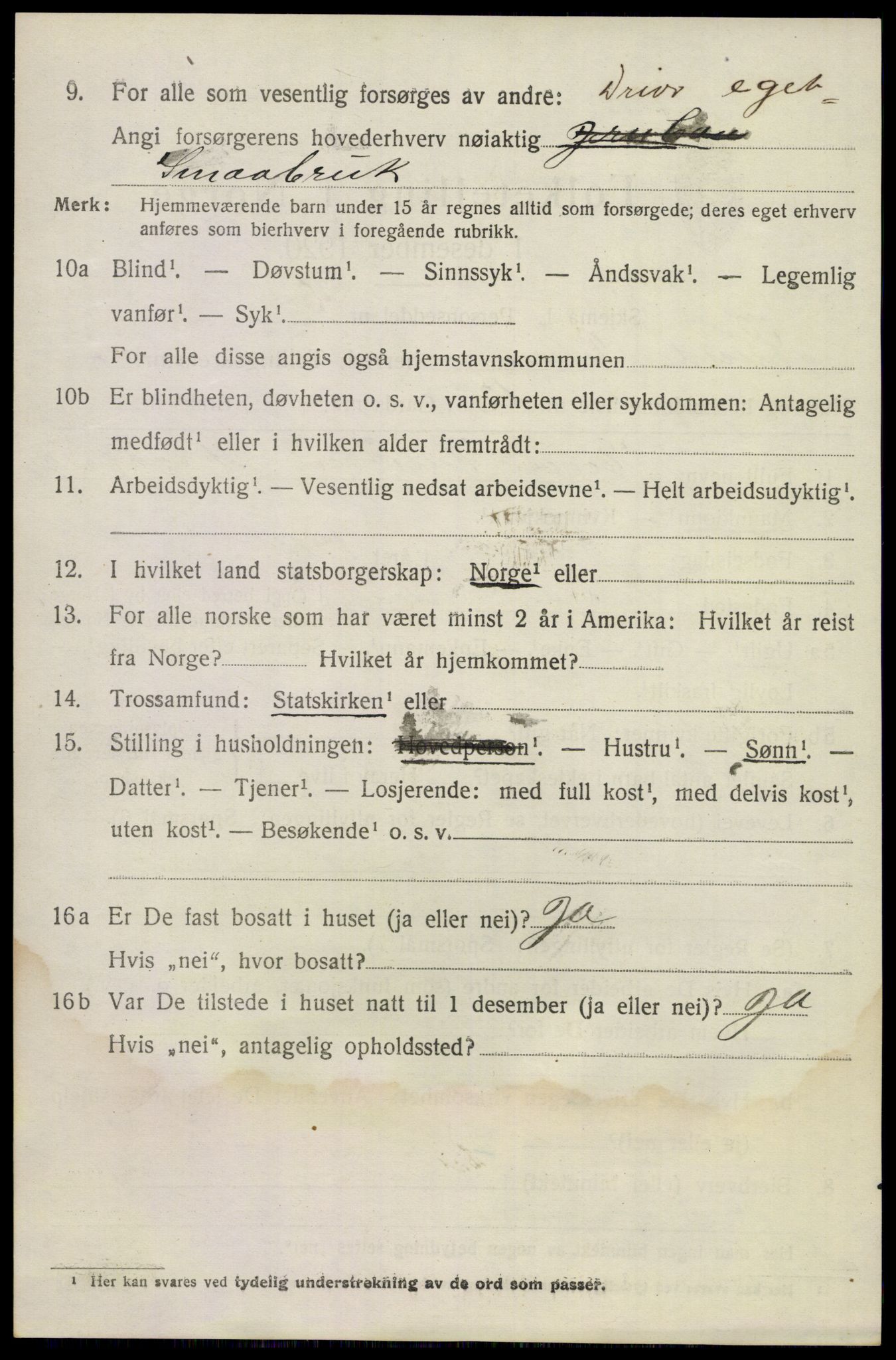 SAKO, 1920 census for Lunde, 1920, p. 1724