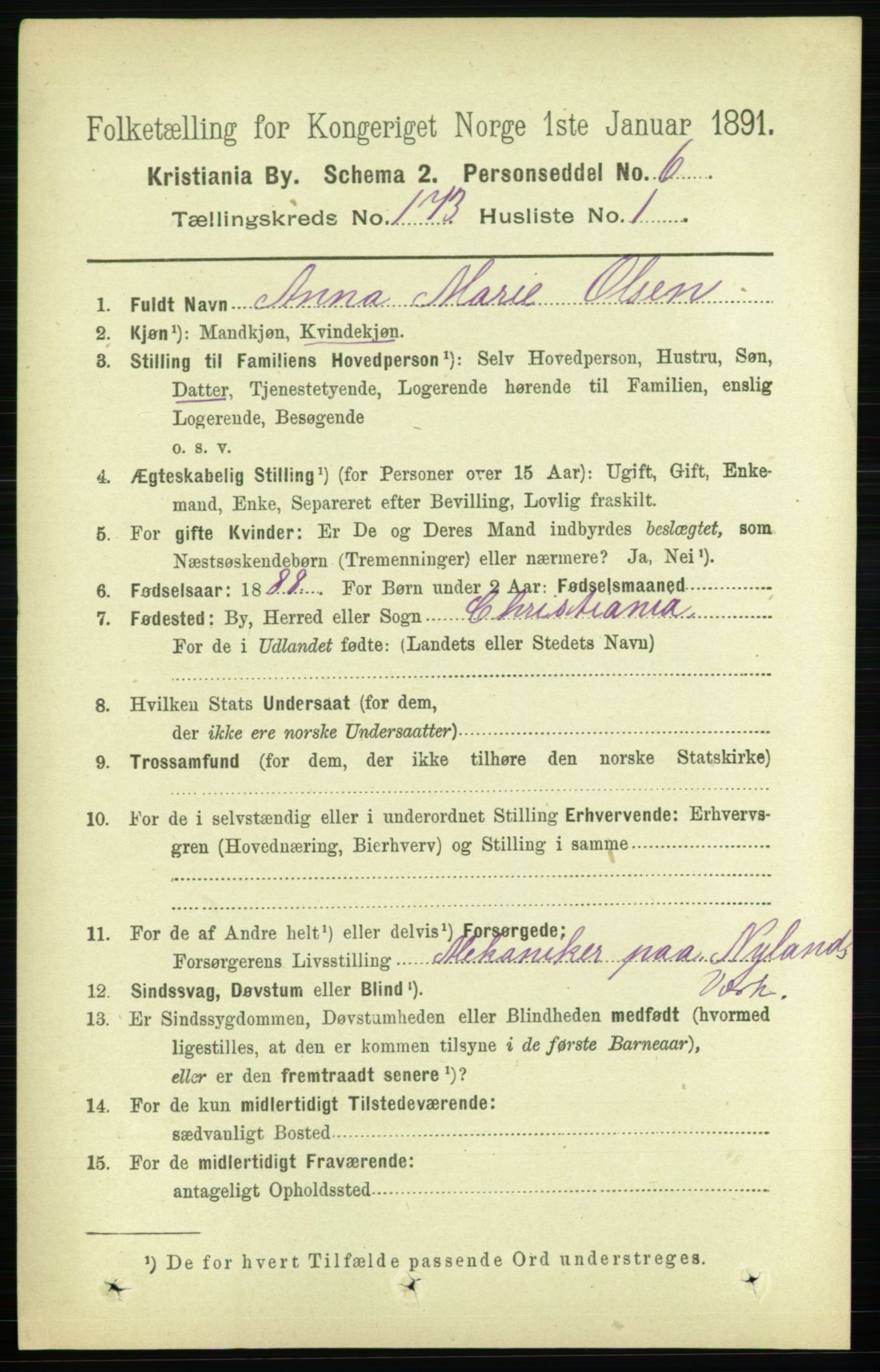 RA, 1891 census for 0301 Kristiania, 1891, p. 102797