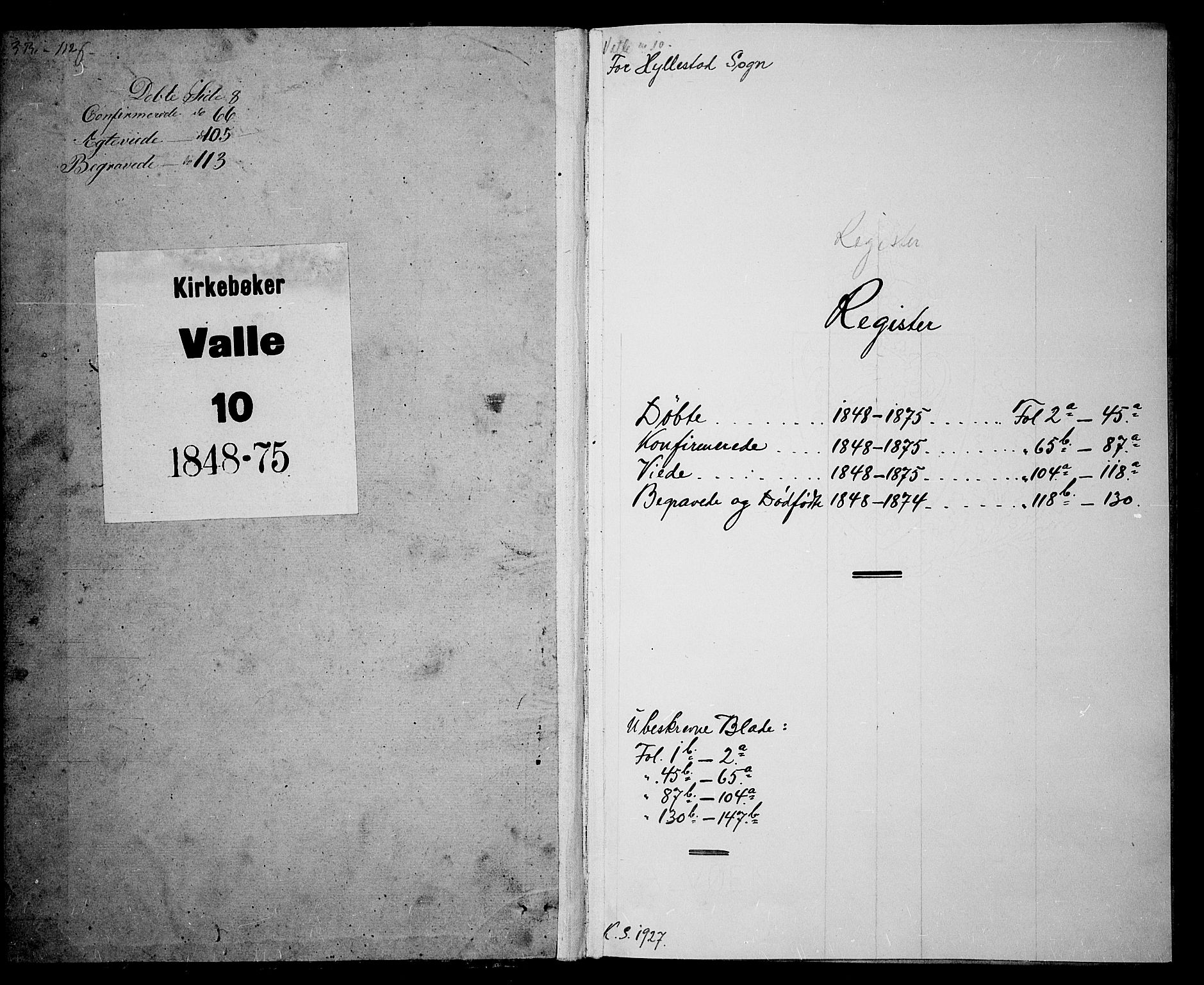 Valle sokneprestkontor, SAK/1111-0044/F/Fb/Fbb/L0001: Parish register (copy) no. B 1, 1848-1875