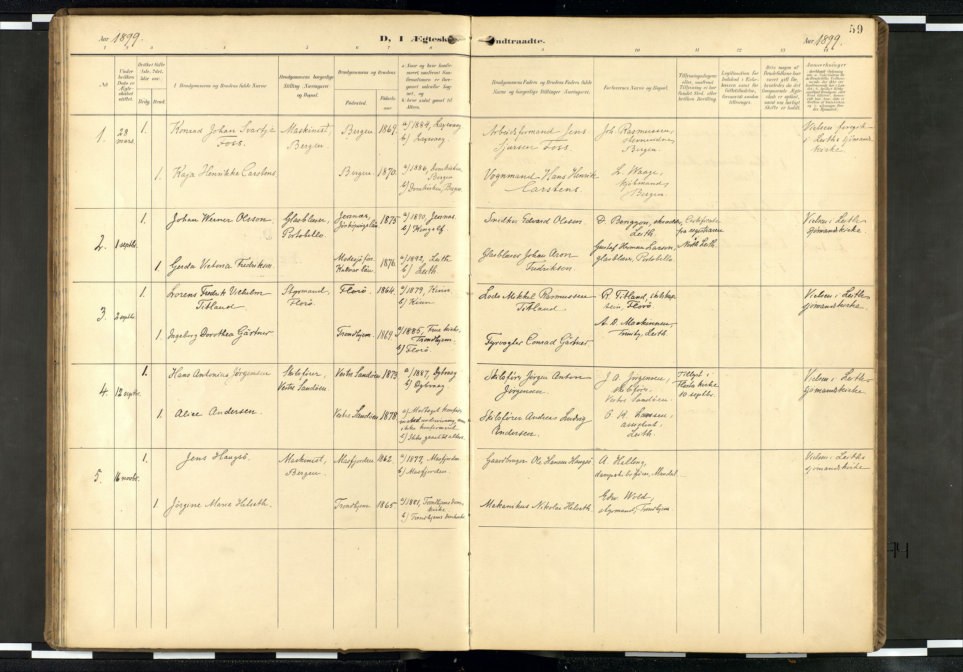 Den norske sjømannsmisjon i utlandet/Skotske havner (Leith, Glasgow), SAB/SAB/PA-0100/H/Ha/Haa/L0004: Parish register (official) no. A 4, 1899-1949, p. 58b-59a