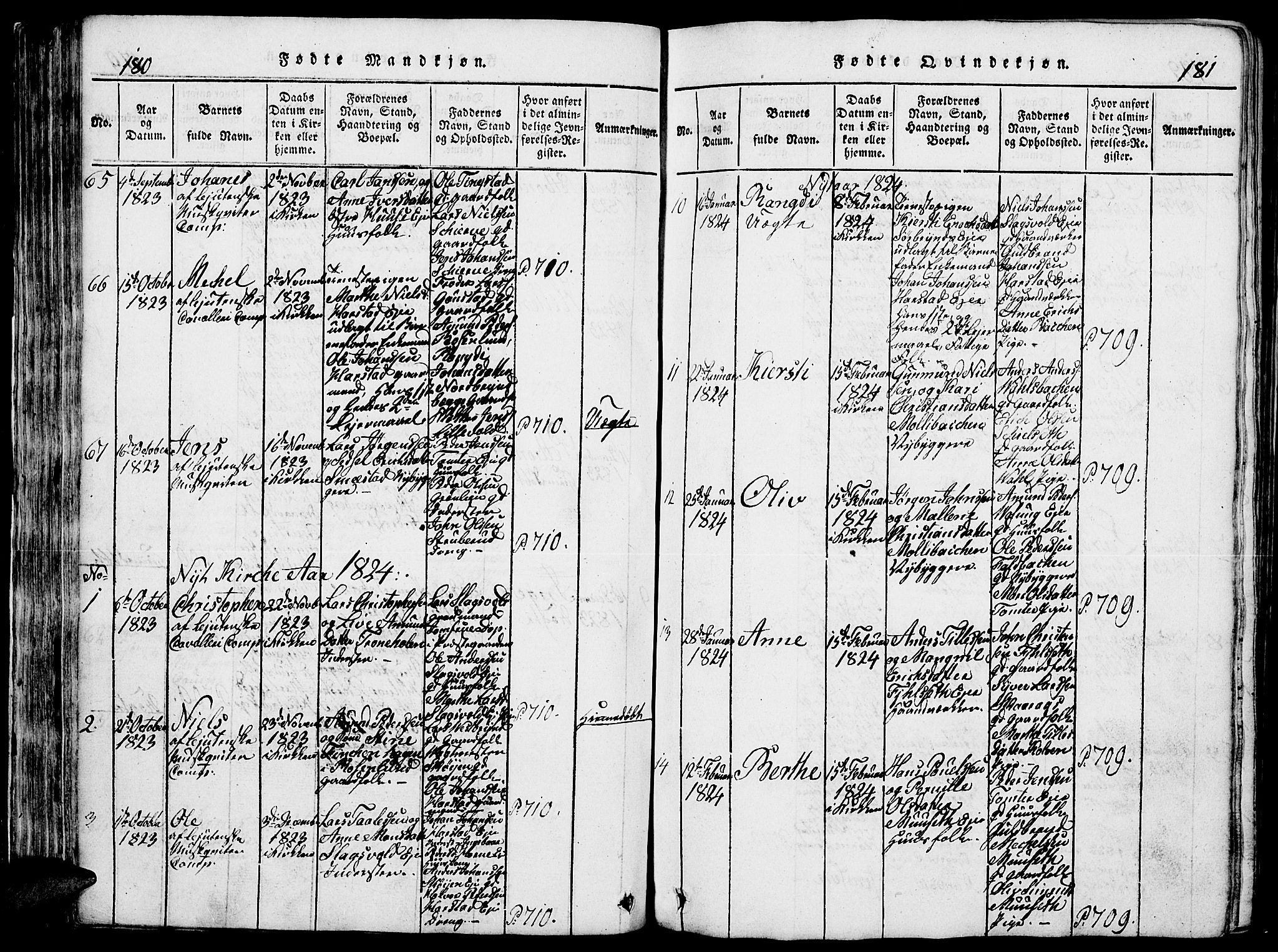 Romedal prestekontor, SAH/PREST-004/L/L0005: Parish register (copy) no. 5, 1814-1829, p. 180-181