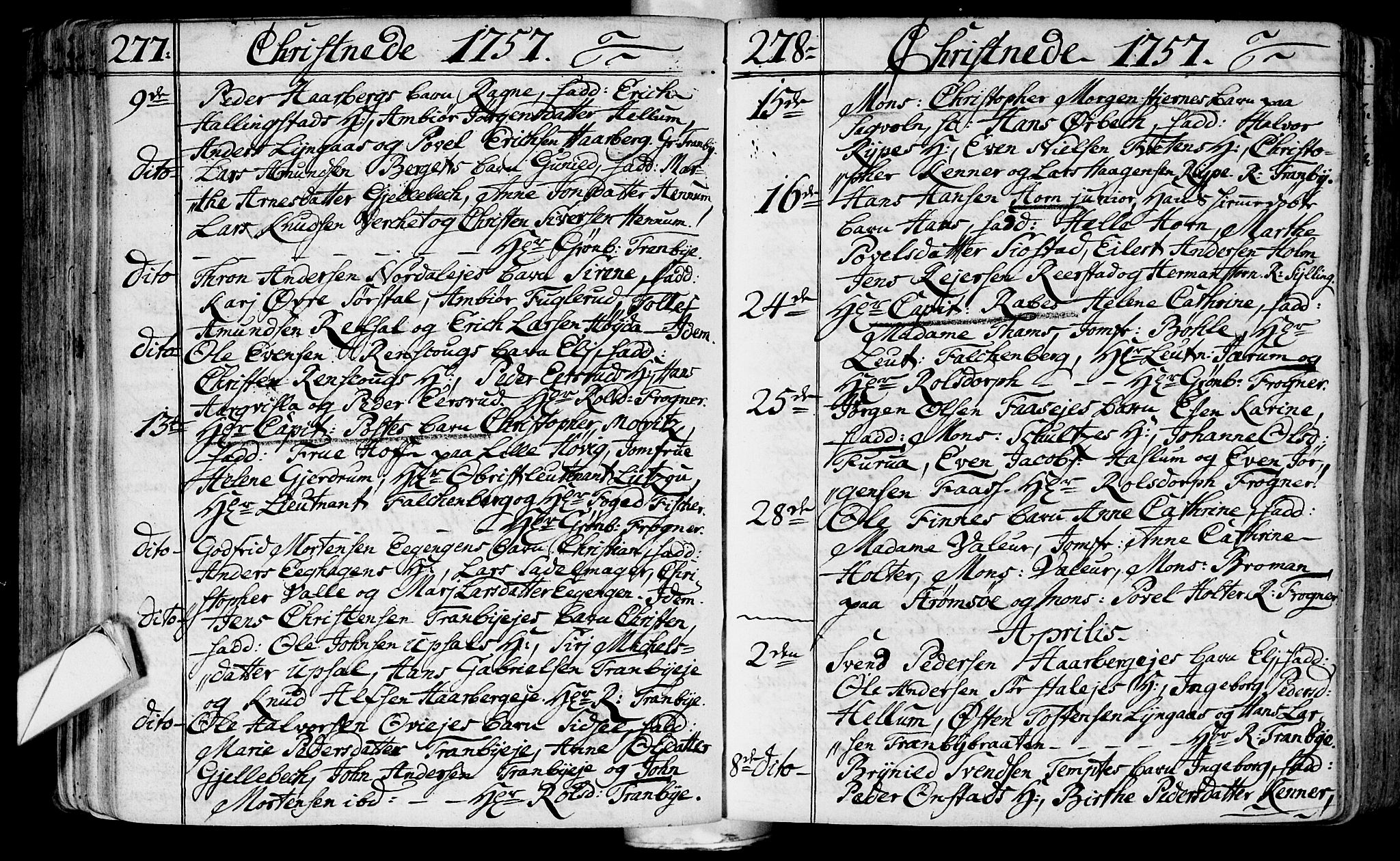 Lier kirkebøker, AV/SAKO-A-230/F/Fa/L0004: Parish register (official) no. I 4, 1749-1764, p. 277-278