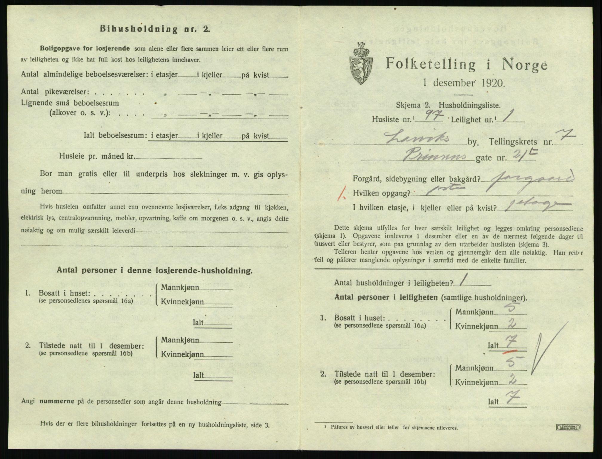 SAKO, 1920 census for Larvik, 1920, p. 6378