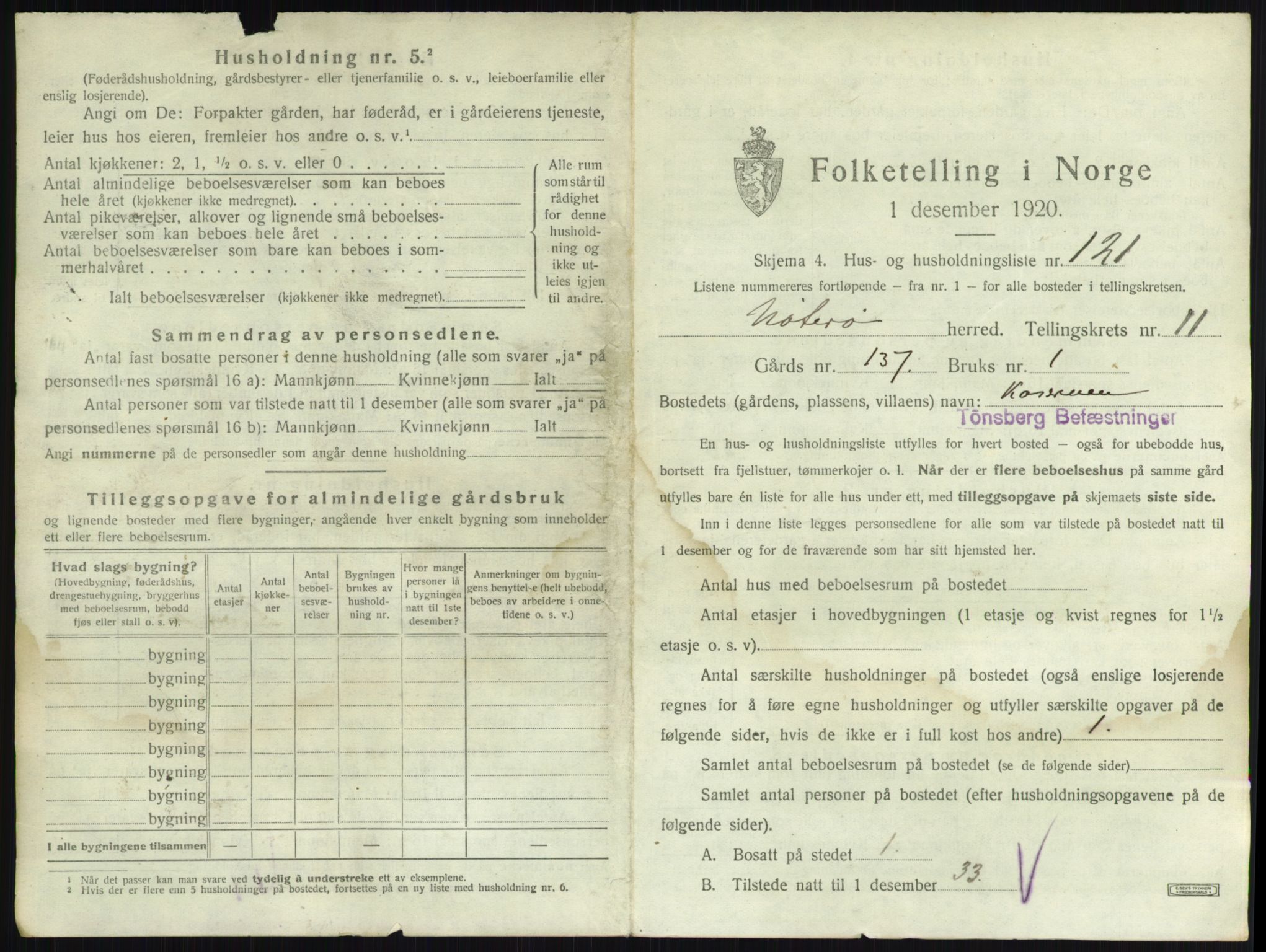 SAKO, 1920 census for Nøtterøy, 1920, p. 2450