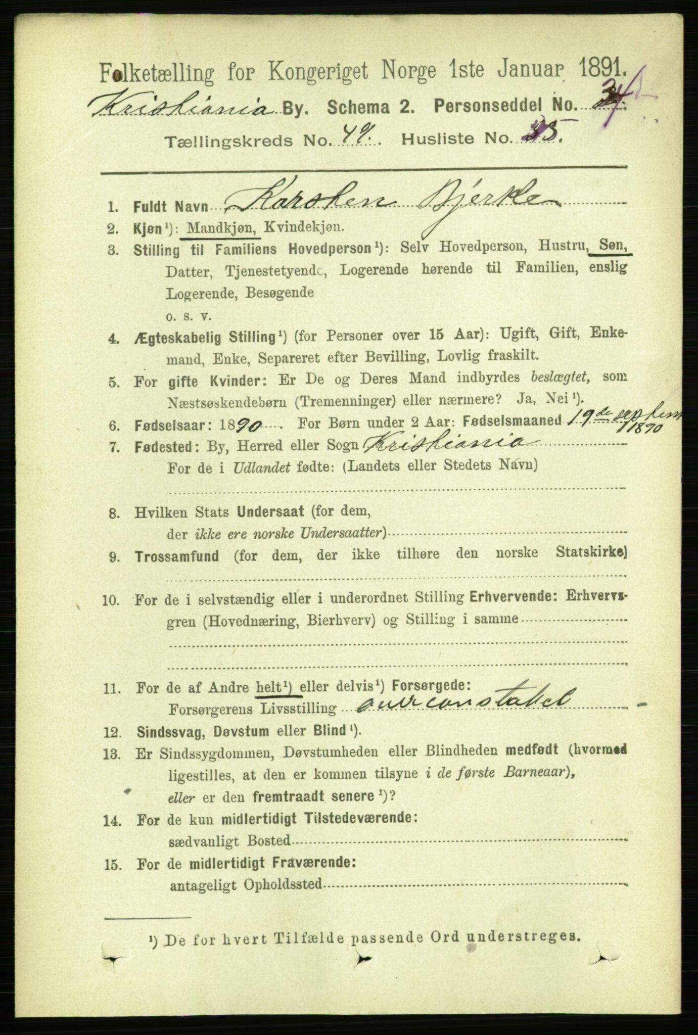 RA, 1891 census for 0301 Kristiania, 1891, p. 28864