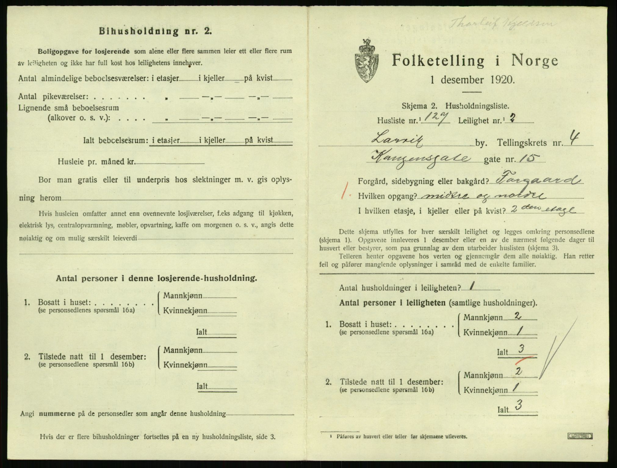 SAKO, 1920 census for Larvik, 1920, p. 4802