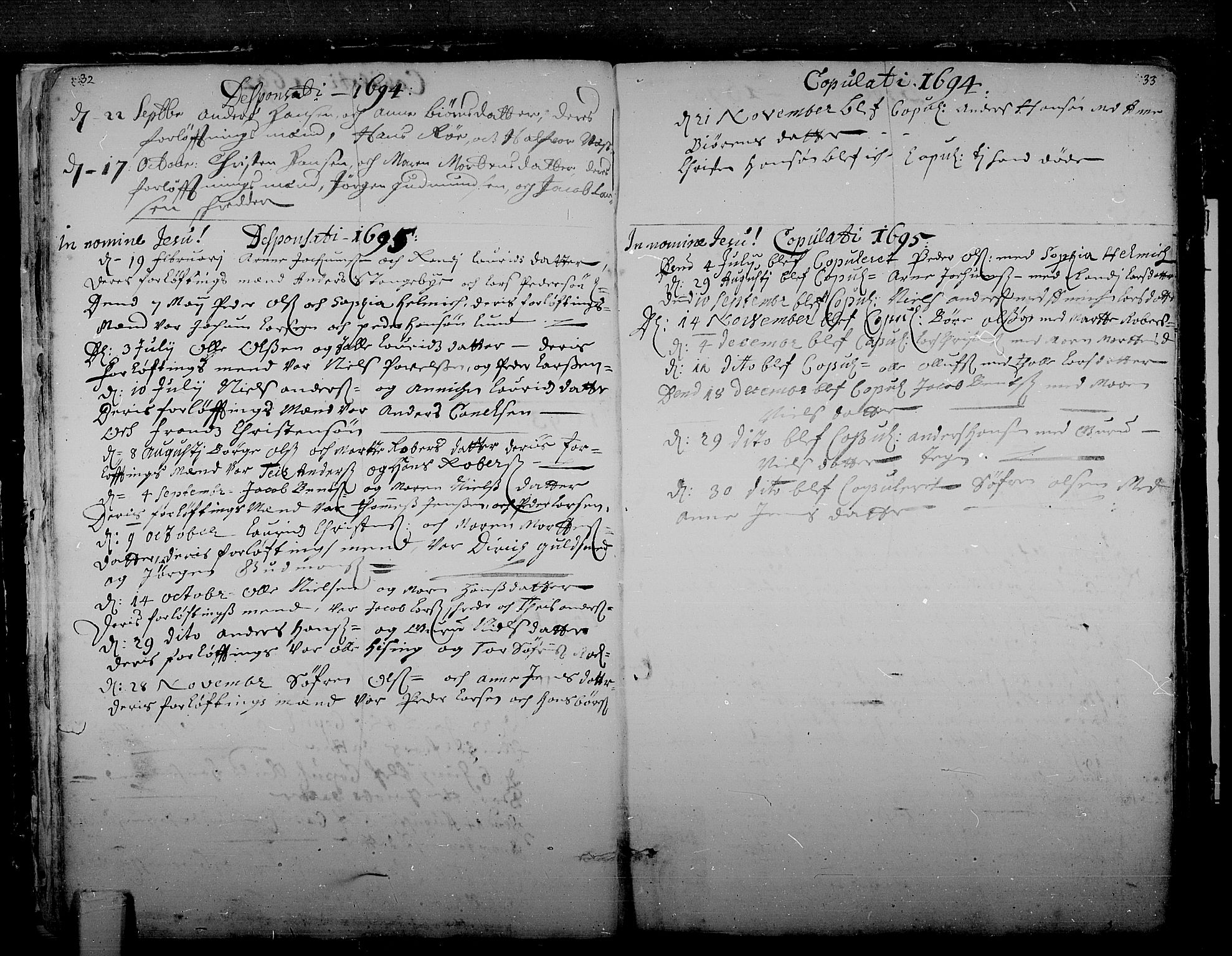 Tønsberg kirkebøker, AV/SAKO-A-330/F/Fa/L0001: Parish register (official) no. I 1, 1688-1760, p. 32-33