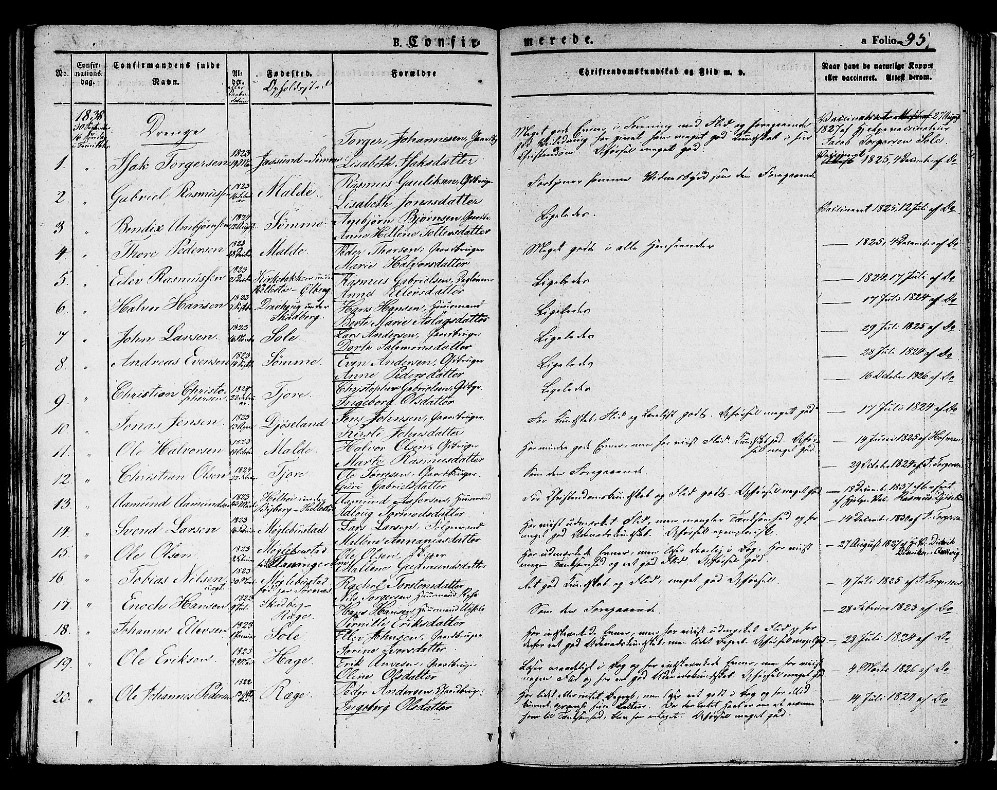 Håland sokneprestkontor, SAST/A-101802/001/30BA/L0005: Parish register (official) no. A 5, 1829-1841, p. 95