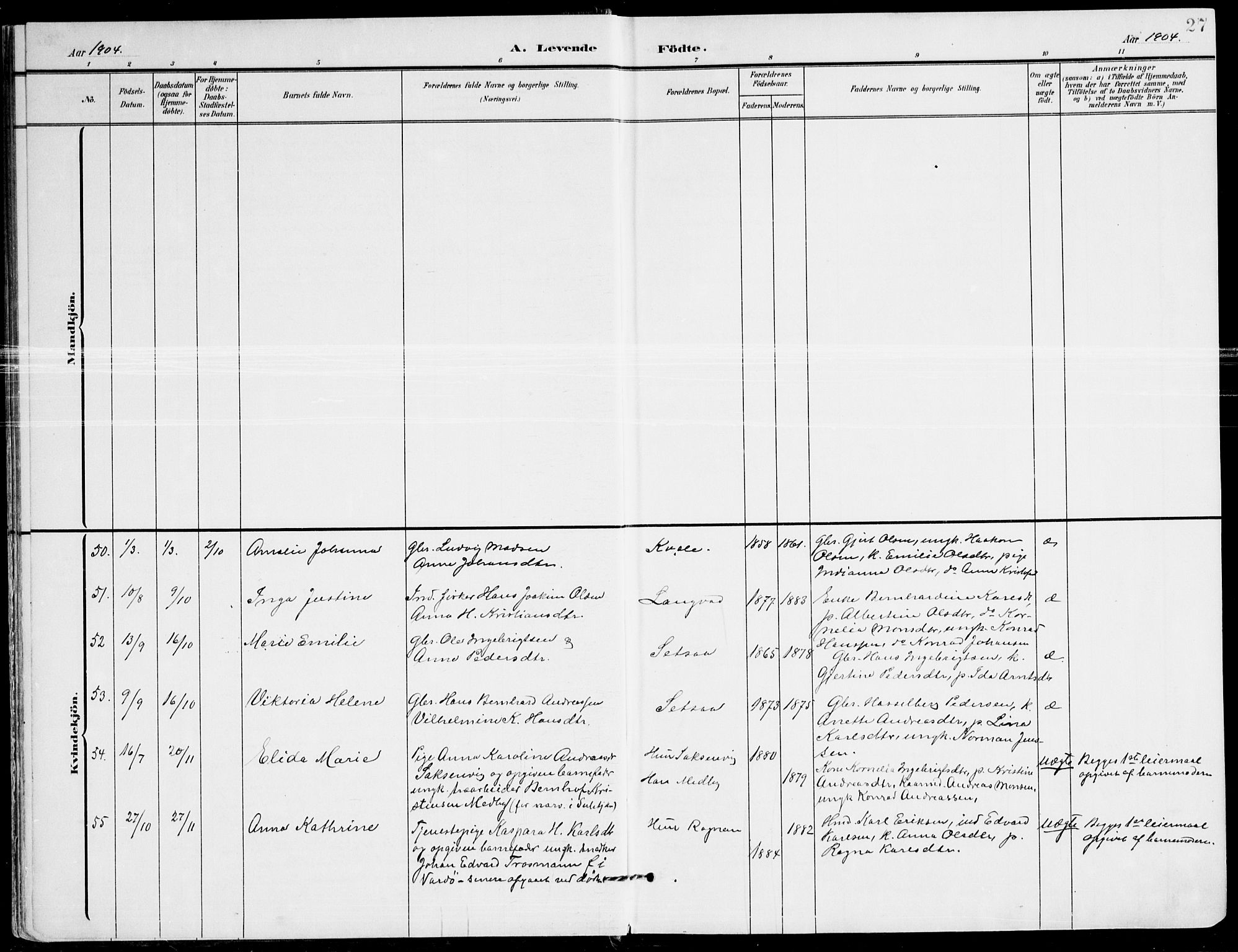 Ministerialprotokoller, klokkerbøker og fødselsregistre - Nordland, AV/SAT-A-1459/847/L0672: Parish register (official) no. 847A12, 1902-1919, p. 27