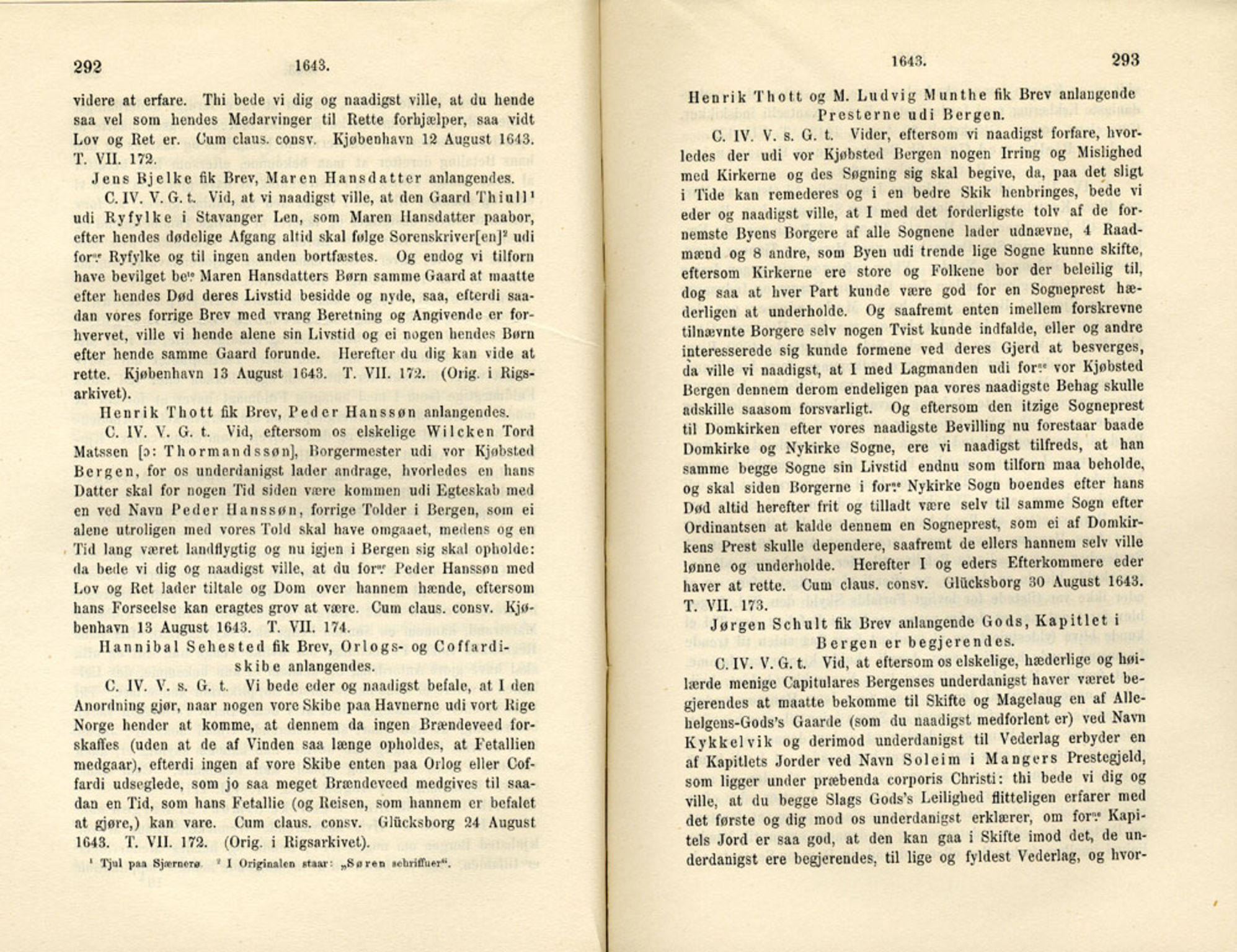 Publikasjoner utgitt av Det Norske Historiske Kildeskriftfond, PUBL/-/-/-: Norske Rigs-Registranter, bind 8, 1641-1648, p. 292-293