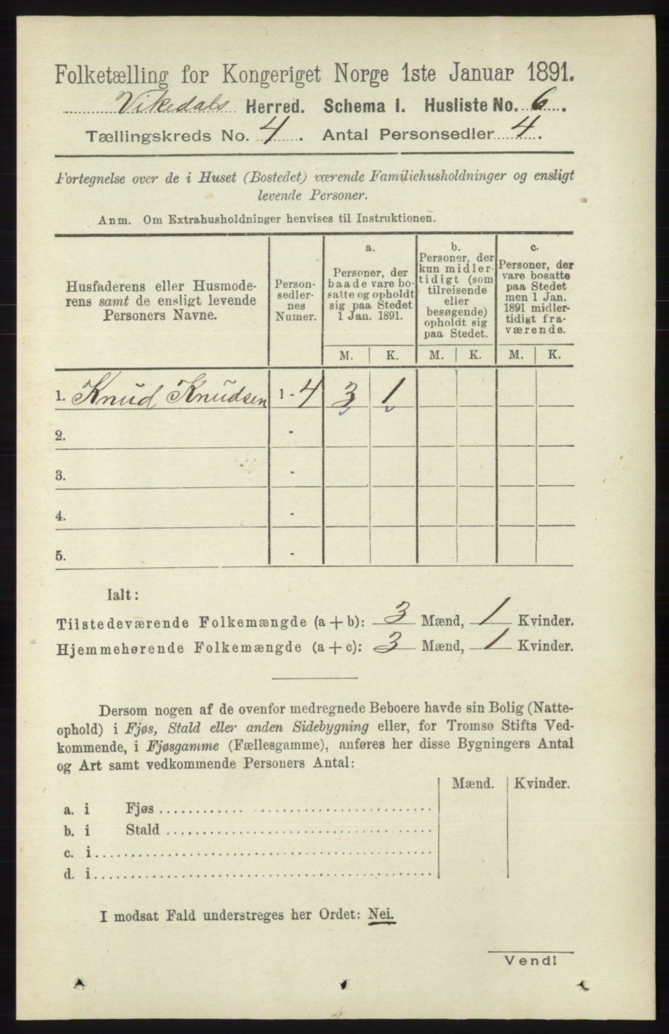 RA, 1891 census for 1157 Vikedal, 1891, p. 902