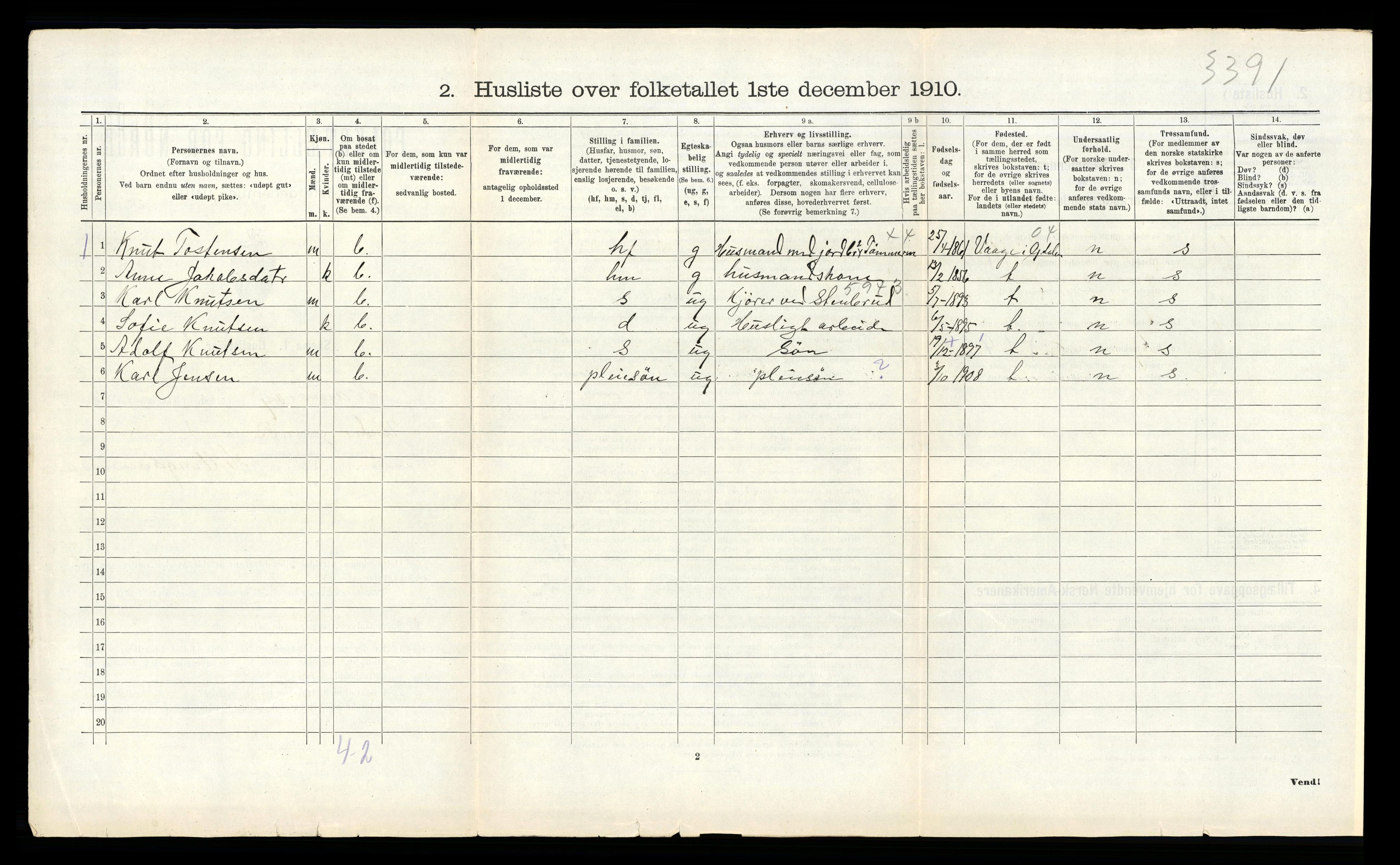 RA, 1910 census for Hamarøy, 1910, p. 991