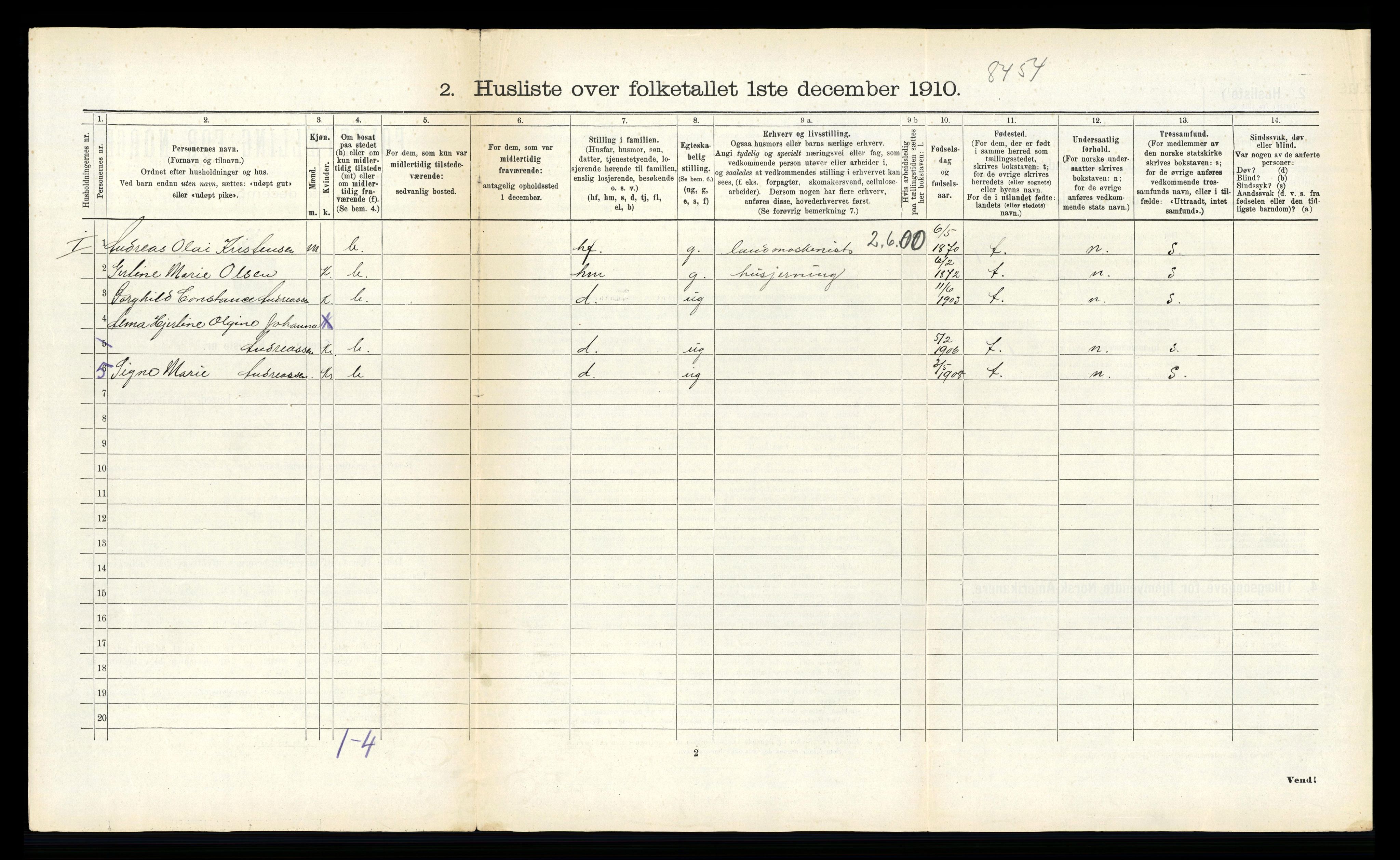 RA, 1910 census for Fauske, 1910, p. 815