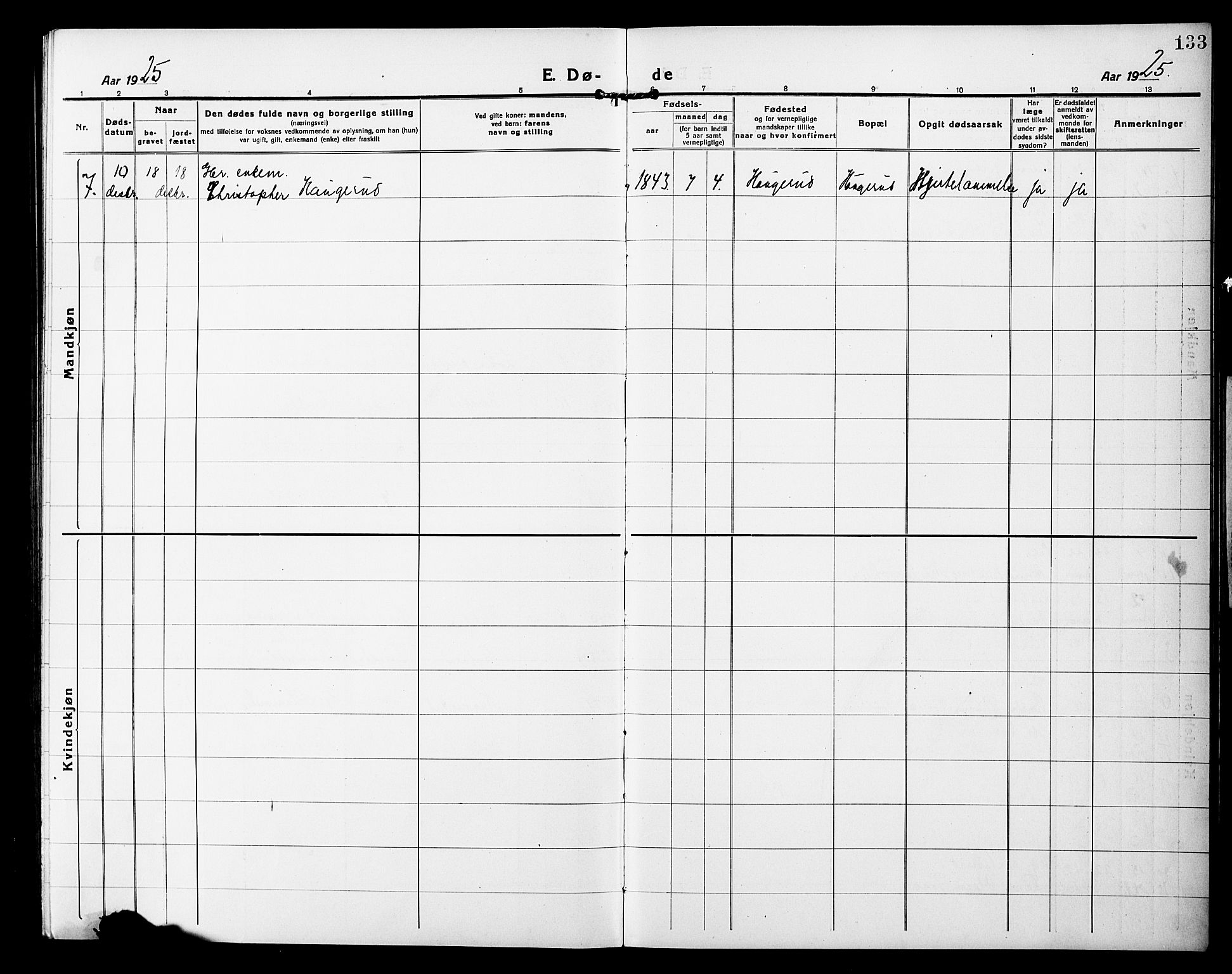 Nannestad prestekontor Kirkebøker, AV/SAO-A-10414a/G/Gb/L0002: Parish register (copy) no. II 2, 1918-1929, p. 133