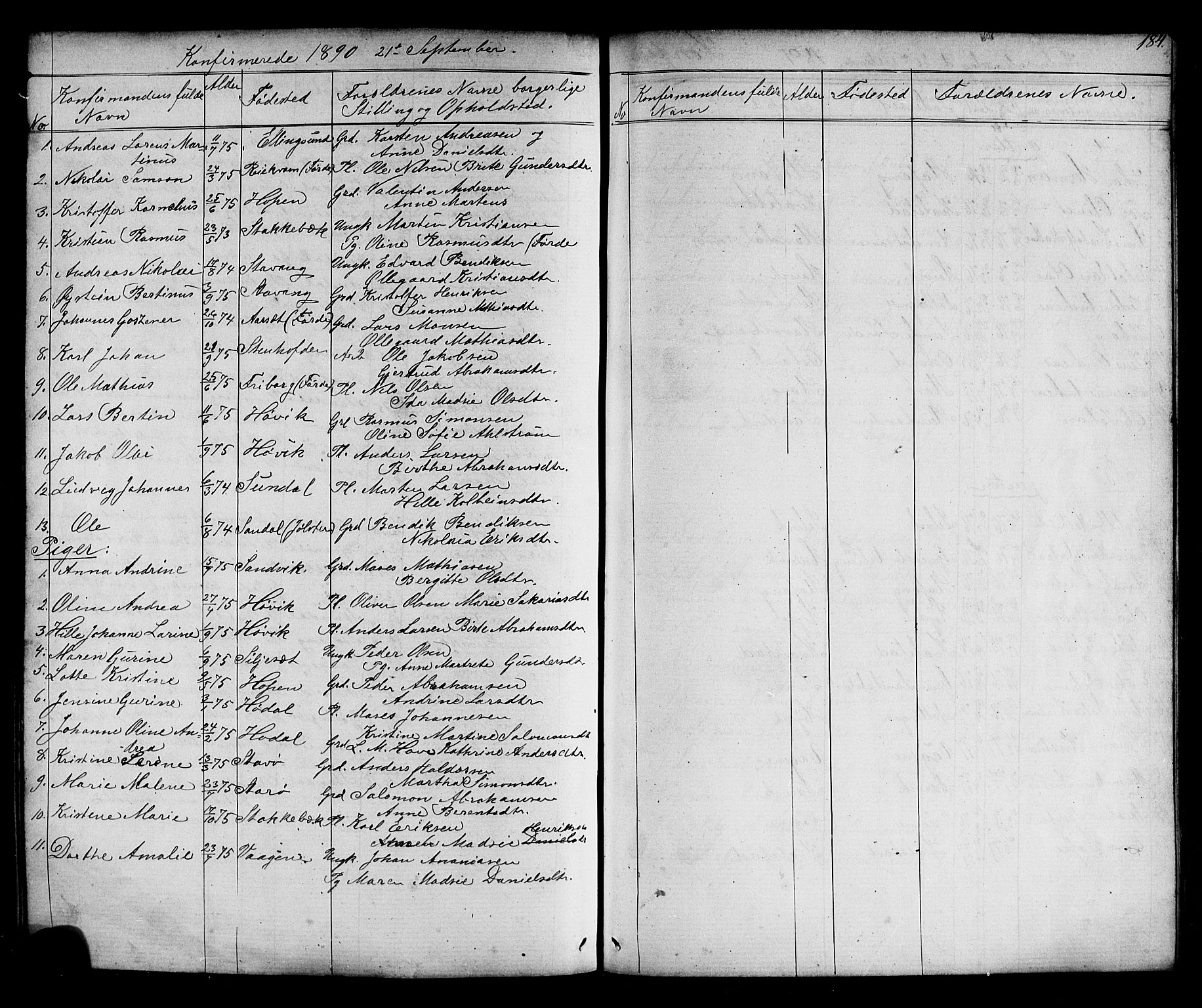 Kinn sokneprestembete, AV/SAB-A-80801/H/Hab/Habc/L0002: Parish register (copy) no. C 2, 1869-1918, p. 184