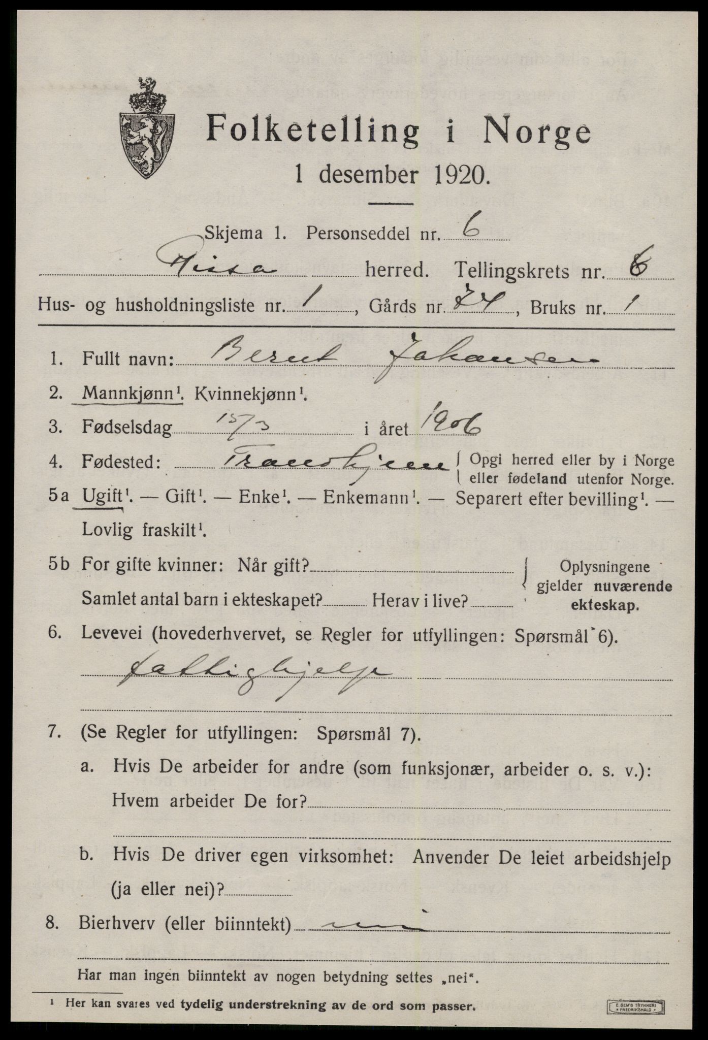 SAT, 1920 census for Rissa, 1920, p. 4329