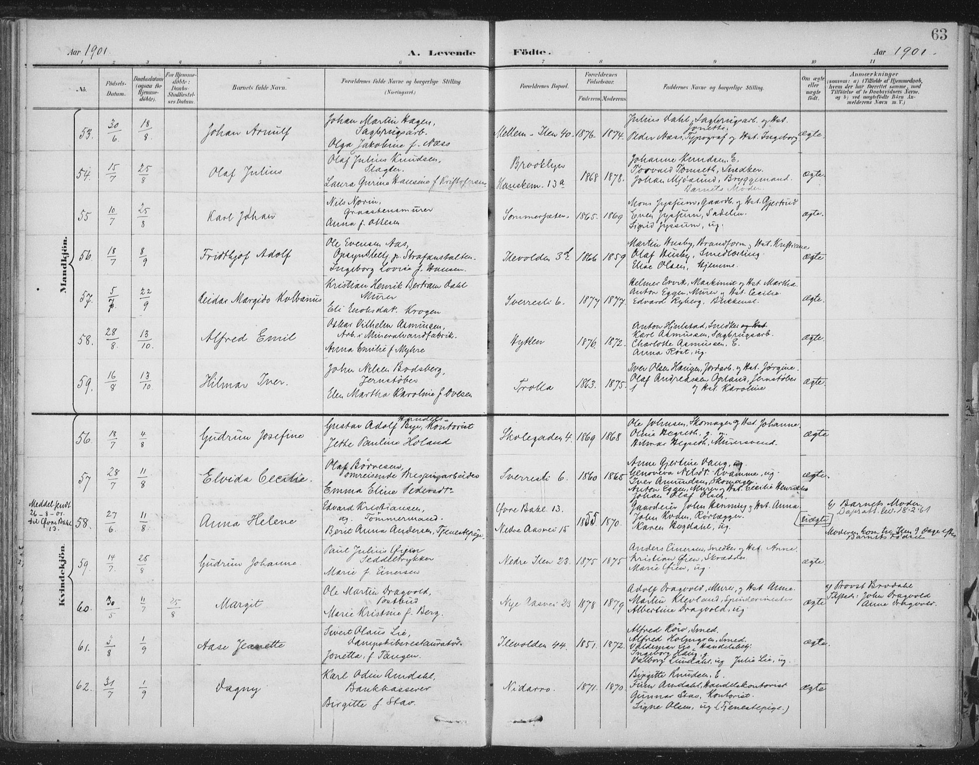 Ministerialprotokoller, klokkerbøker og fødselsregistre - Sør-Trøndelag, SAT/A-1456/603/L0167: Parish register (official) no. 603A06, 1896-1932, p. 63