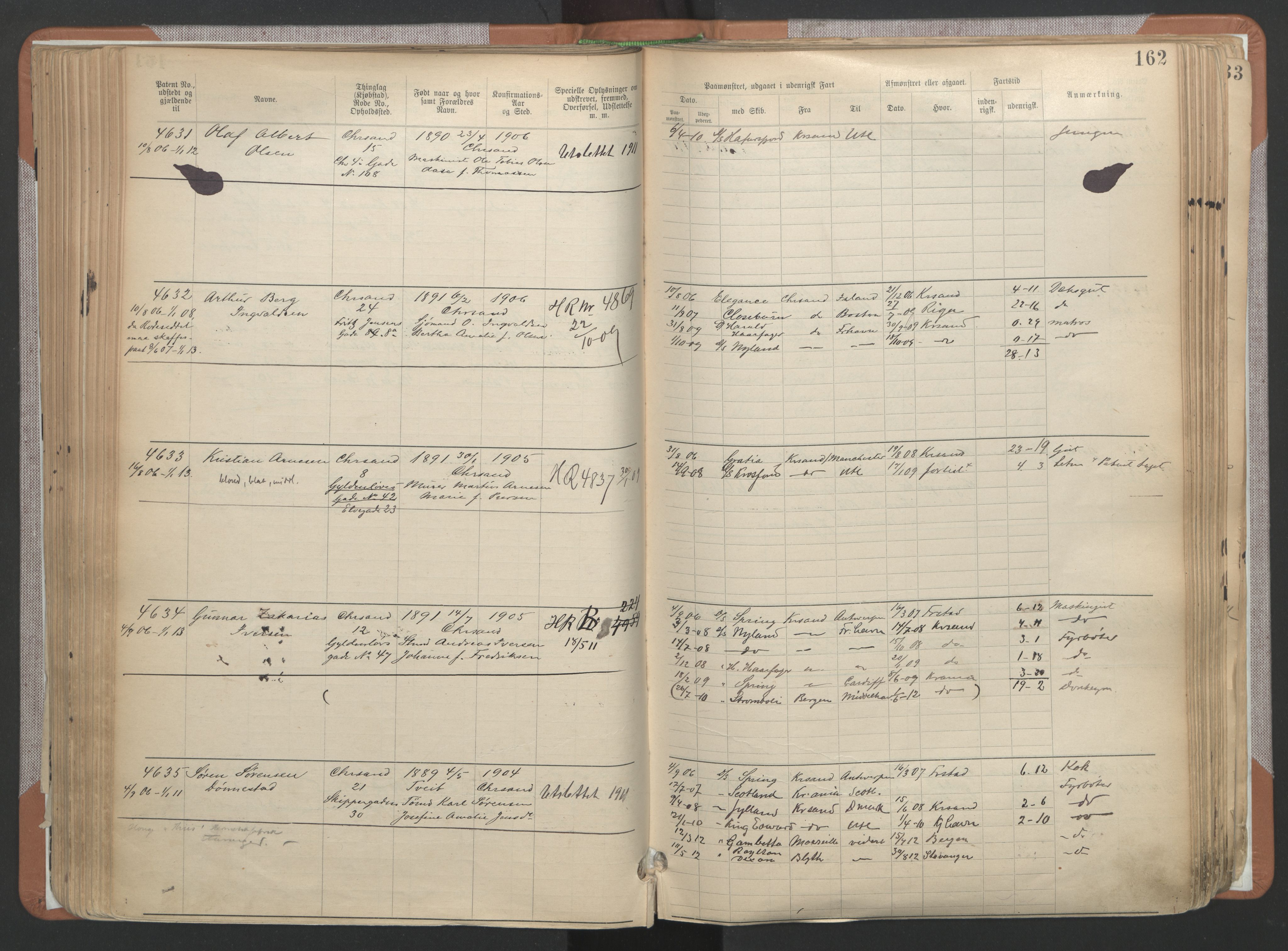 Kristiansand mønstringskrets, AV/SAK-2031-0015/F/Fa/L0007: Annotasjonsrulle nr 3831-6645, I-5, 1898-1920, p. 242