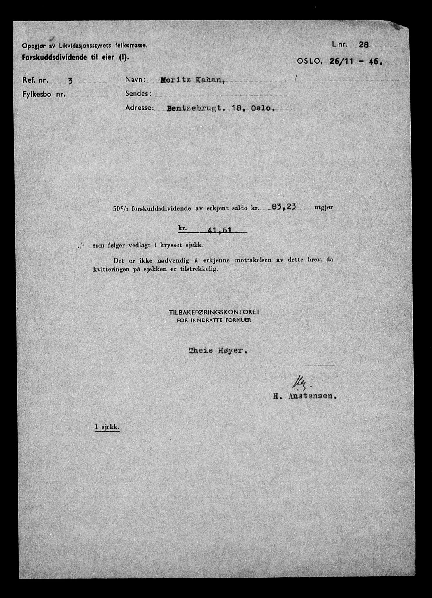 Justisdepartementet, Tilbakeføringskontoret for inndratte formuer, AV/RA-S-1564/H/Hc/Hcc/L0948: --, 1945-1947, p. 413