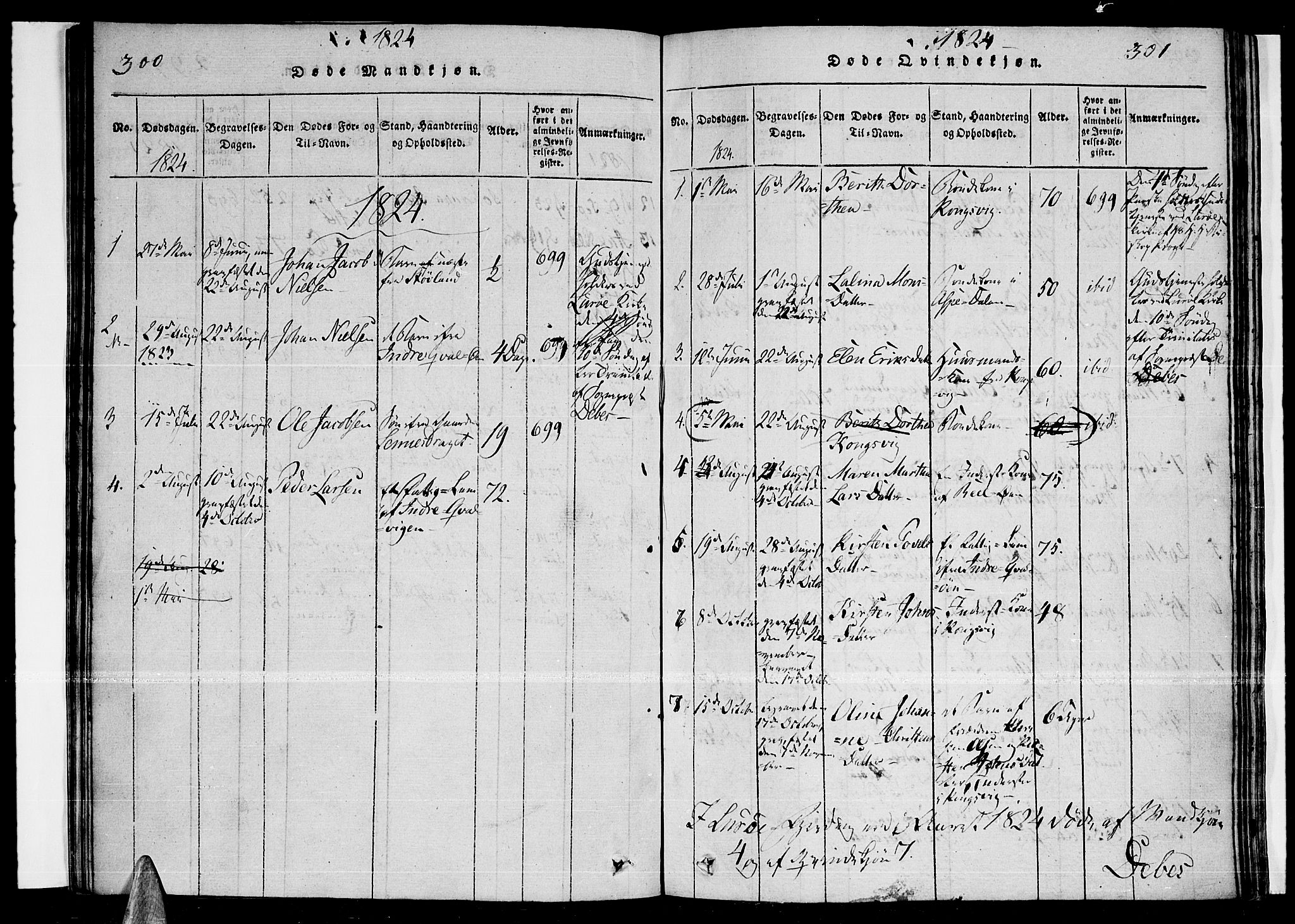 Ministerialprotokoller, klokkerbøker og fødselsregistre - Nordland, SAT/A-1459/841/L0593: Parish register (official) no. 841A04 /3, 1820-1825, p. 300-301