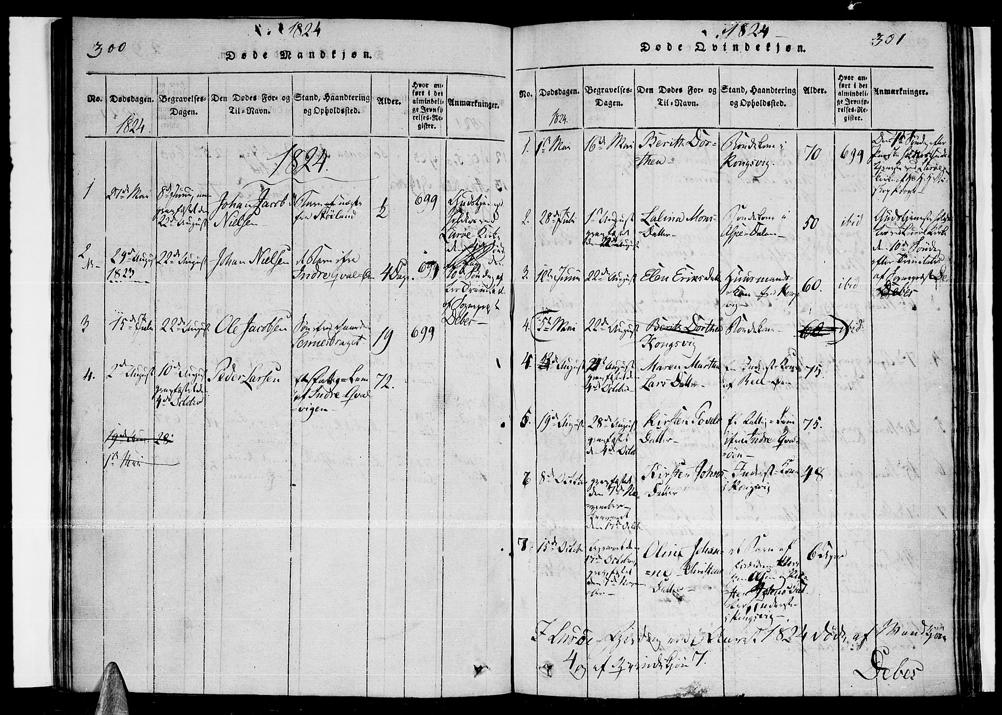 Ministerialprotokoller, klokkerbøker og fødselsregistre - Nordland, AV/SAT-A-1459/841/L0593: Parish register (official) no. 841A04 /3, 1820-1825, p. 300-301