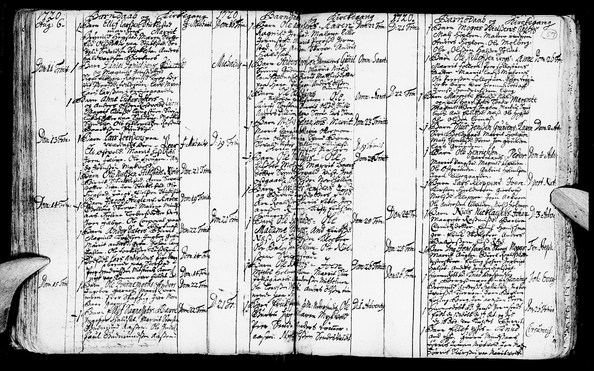 Ministerialprotokoller, klokkerbøker og fødselsregistre - Nord-Trøndelag, SAT/A-1458/723/L0230: Parish register (official) no. 723A01, 1705-1747, p. 57