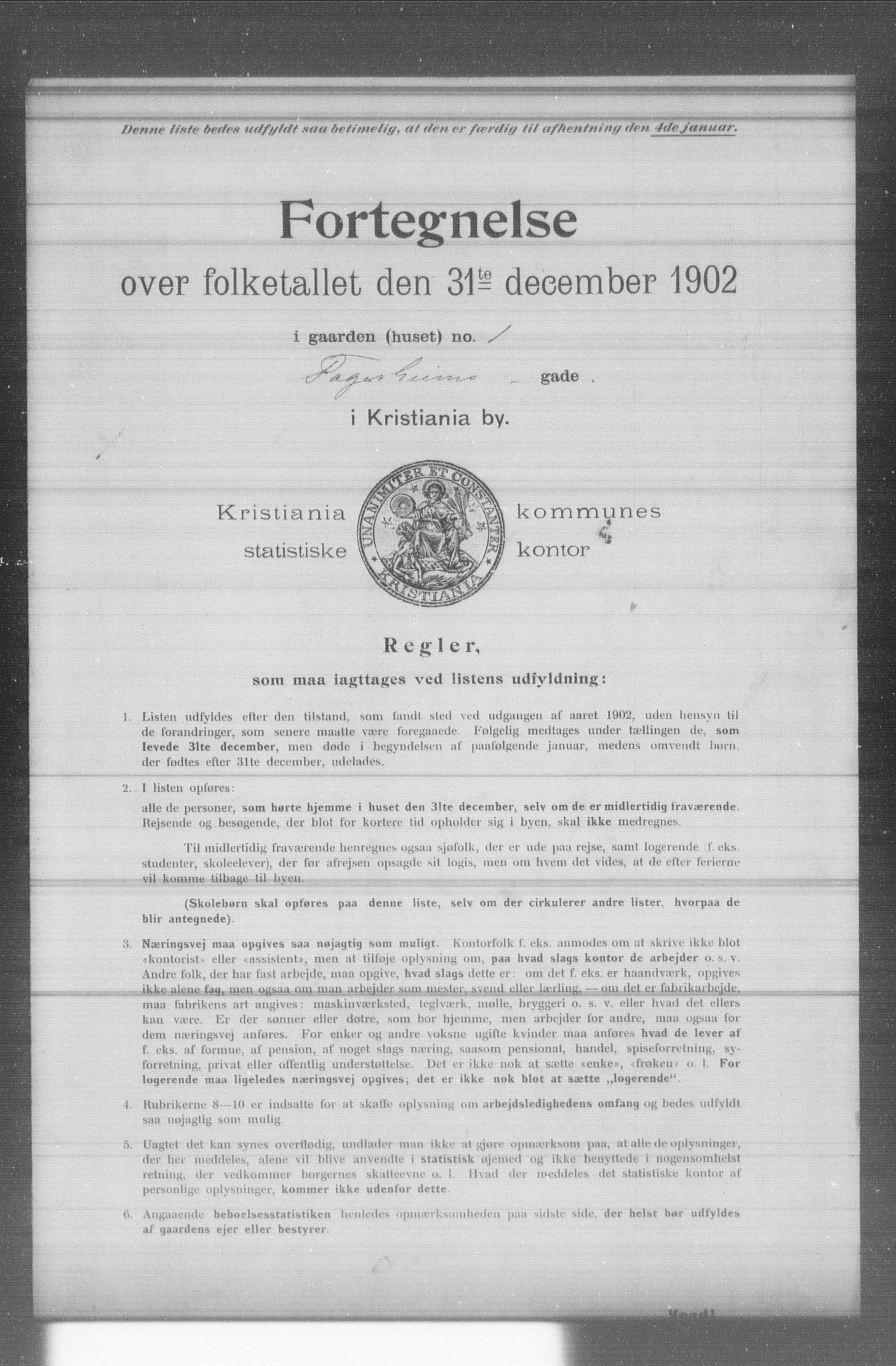 OBA, Municipal Census 1902 for Kristiania, 1902, p. 4543