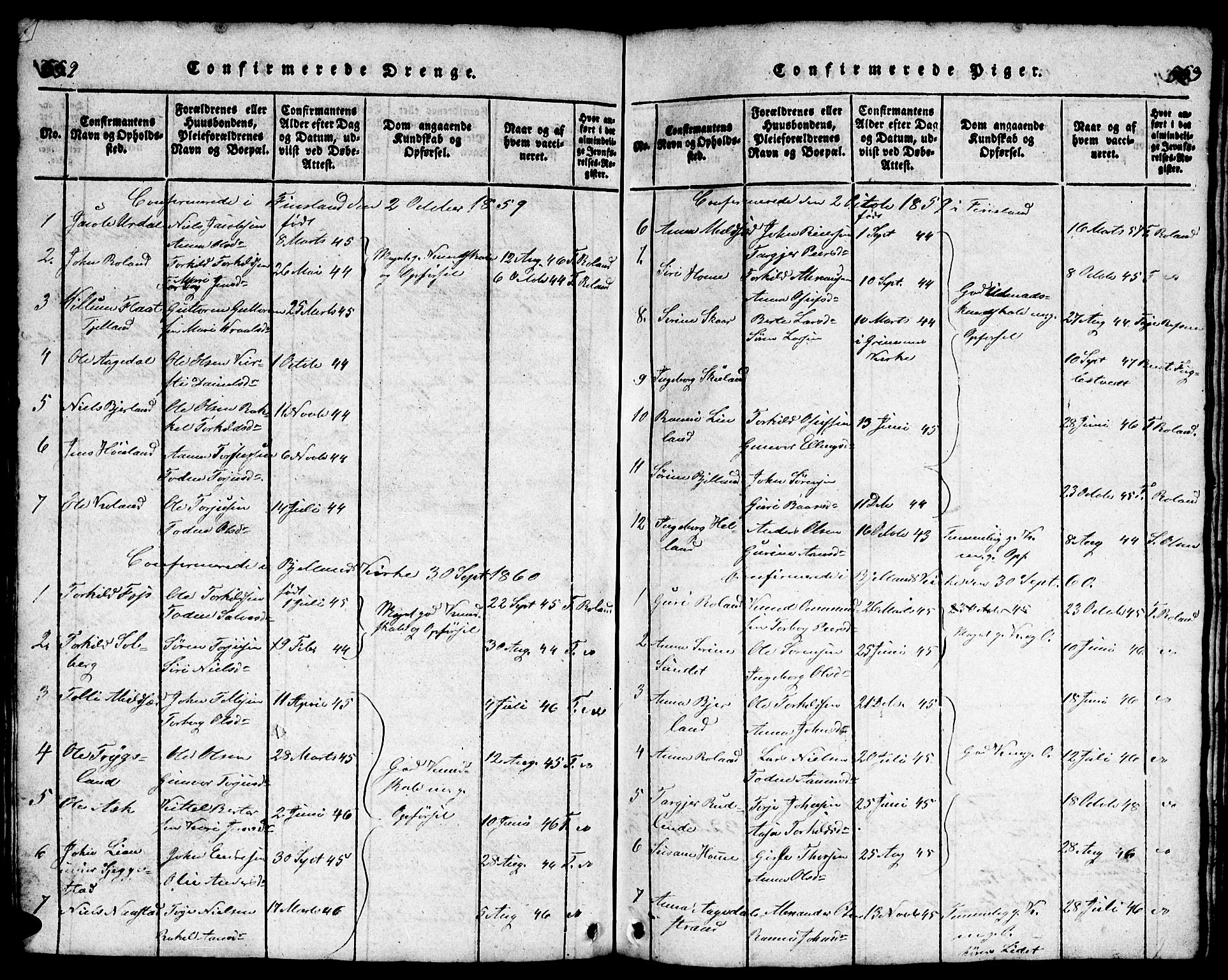 Bjelland sokneprestkontor, SAK/1111-0005/F/Fb/Fba/L0003: Parish register (copy) no. B 3, 1816-1870, p. 552-553