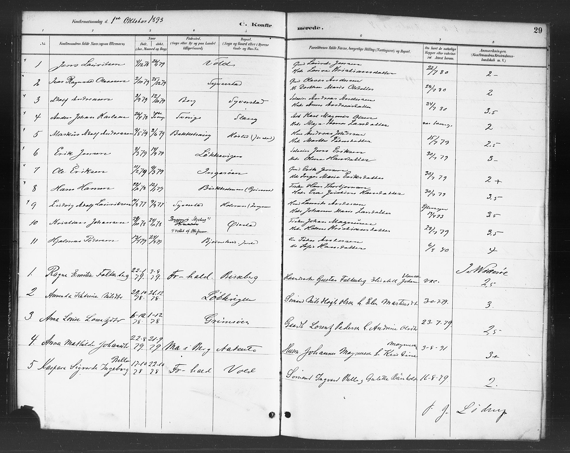 Skjeberg prestekontor Kirkebøker, SAO/A-10923/F/Fc/L0001: Parish register (official) no. III 1, 1886-1897, p. 29