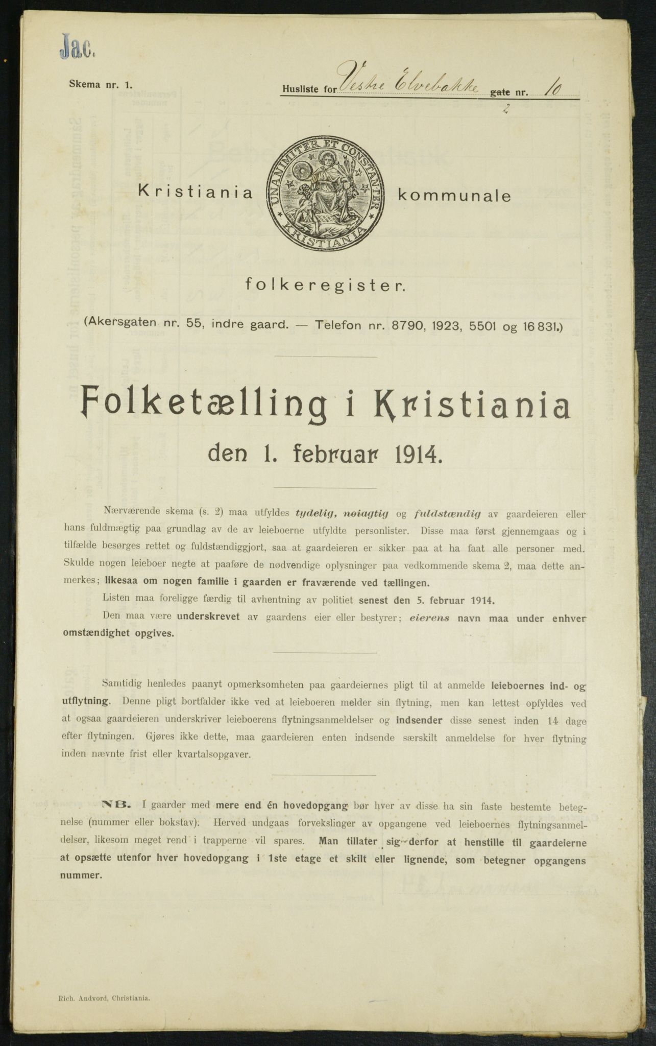 OBA, Municipal Census 1914 for Kristiania, 1914, p. 123521