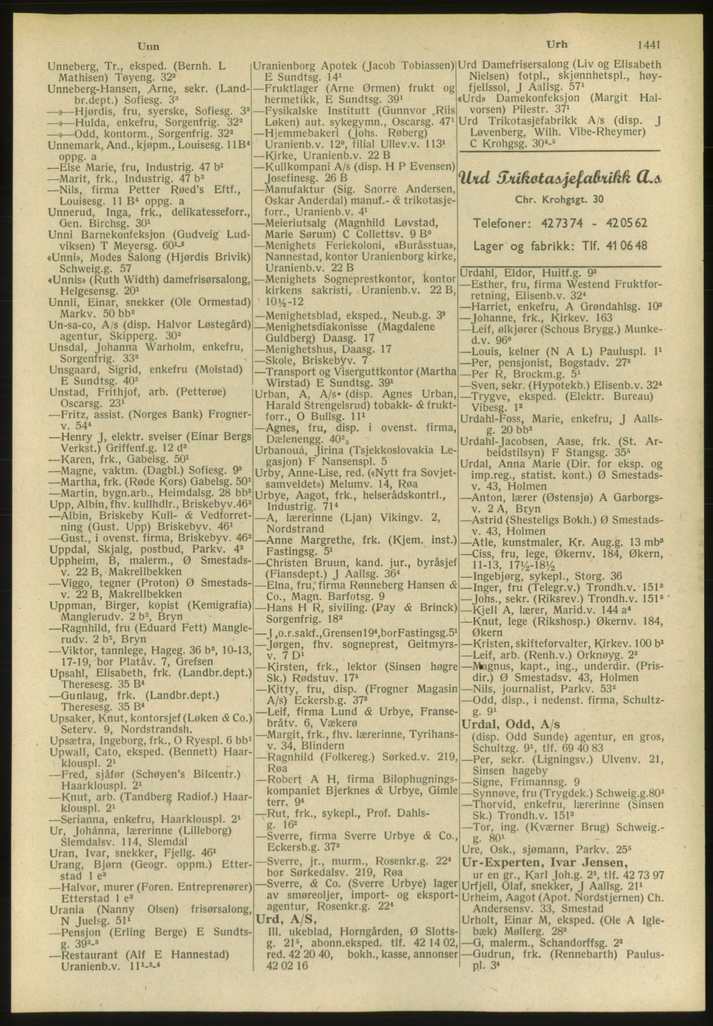 Kristiania/Oslo adressebok, PUBL/-, 1951, p. 1441
