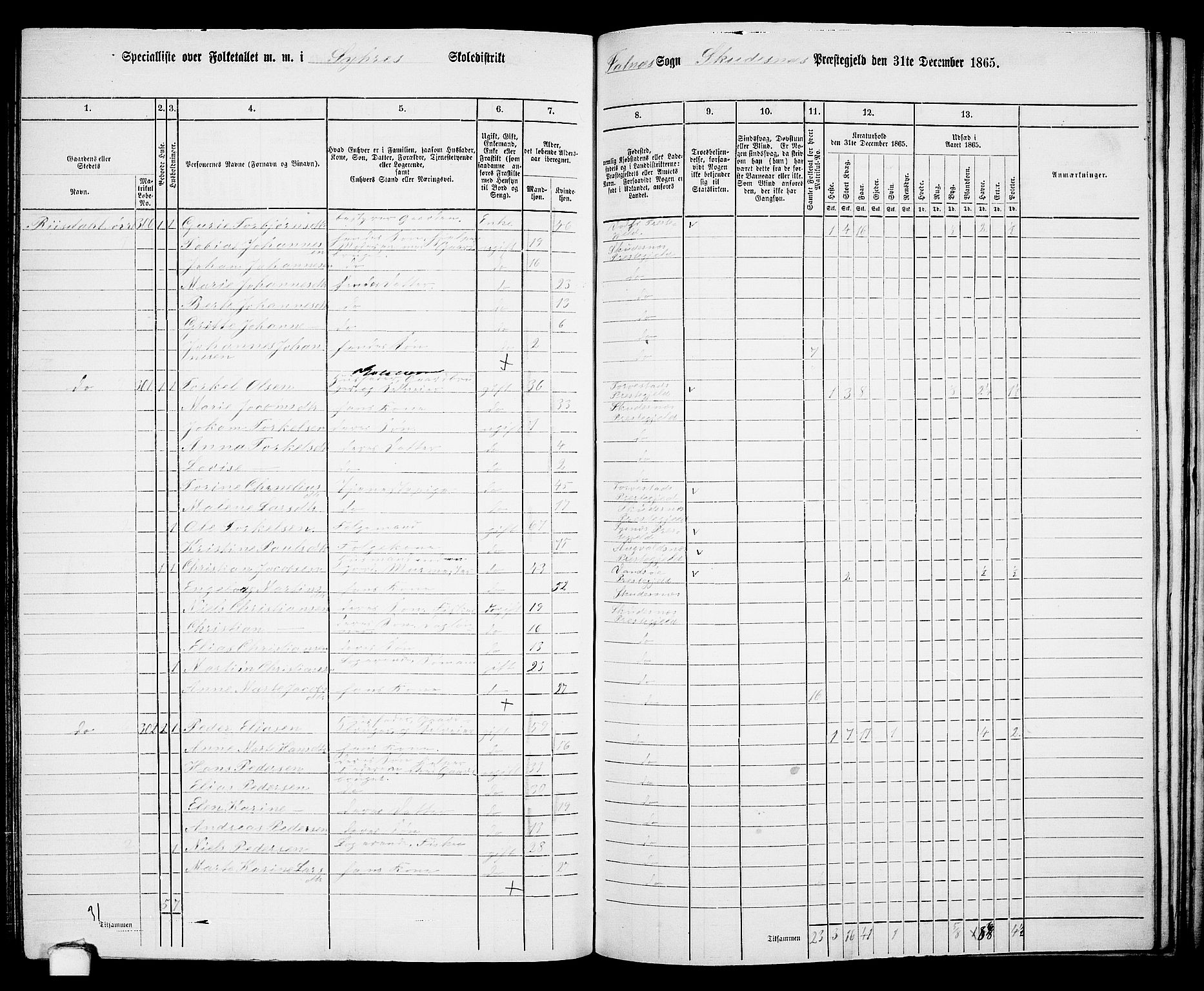 RA, 1865 census for Skudenes, 1865, p. 151