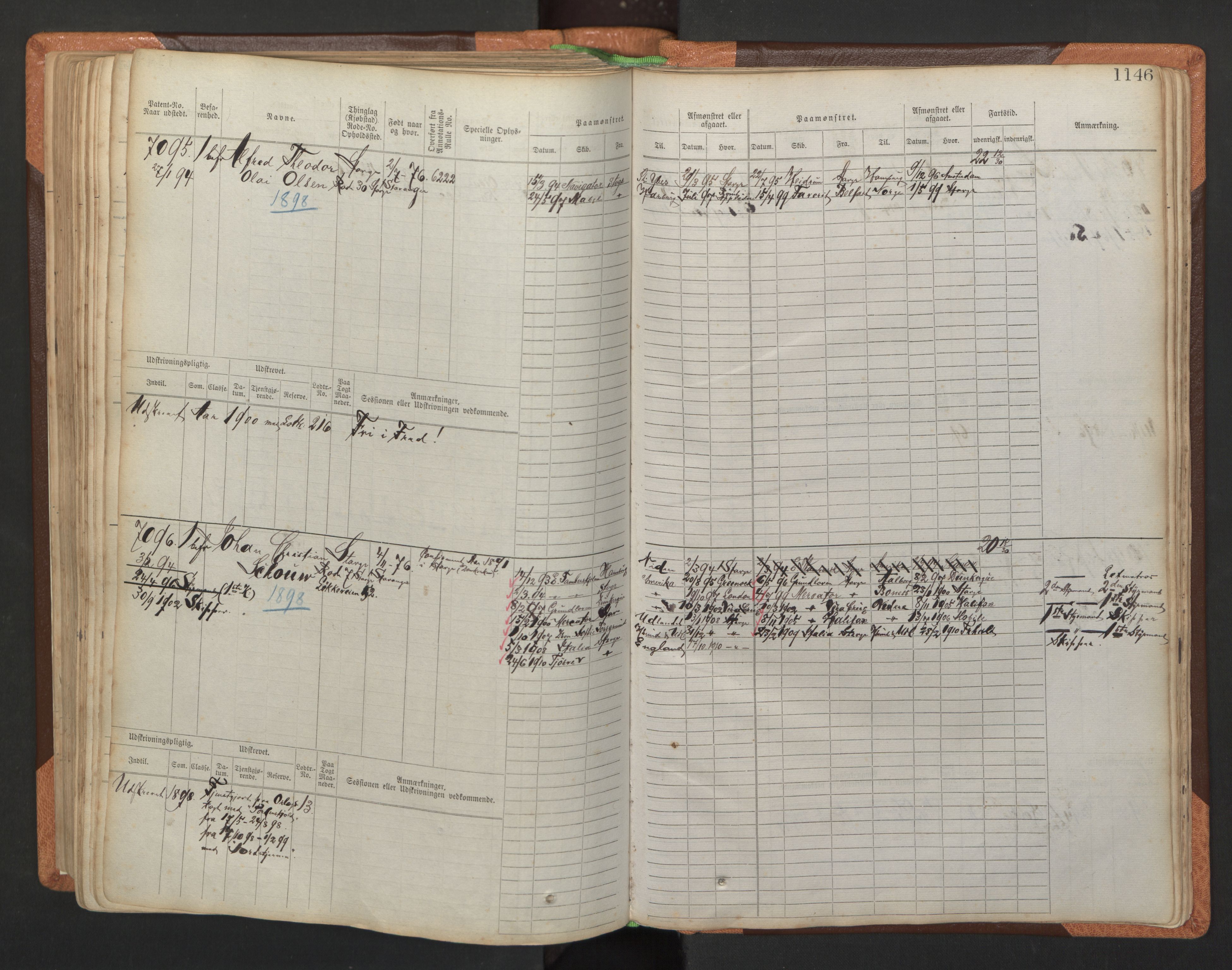 Stavanger sjømannskontor, AV/SAST-A-102006/F/Fb/Fbb/L0011: Sjøfartshovedrulle, patentnr. 6607-7206 (del 2), 1887-1896, p. 249