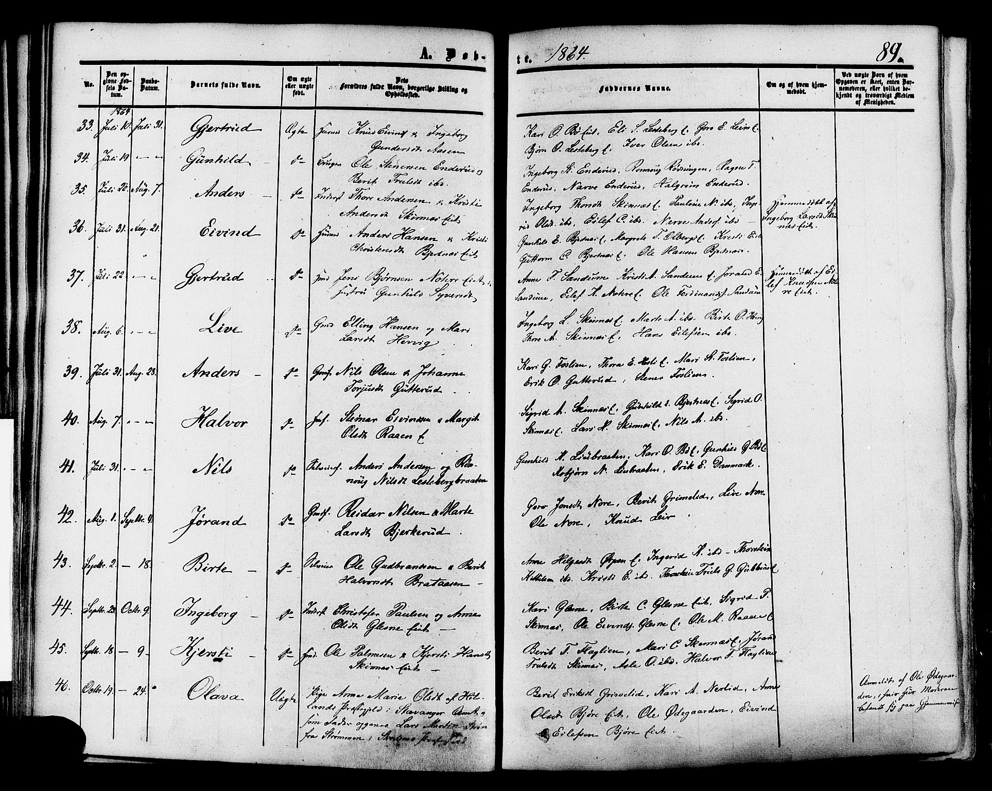 Krødsherad kirkebøker, SAKO/A-19/F/Fa/L0003: Parish register (official) no. 3, 1851-1872, p. 89