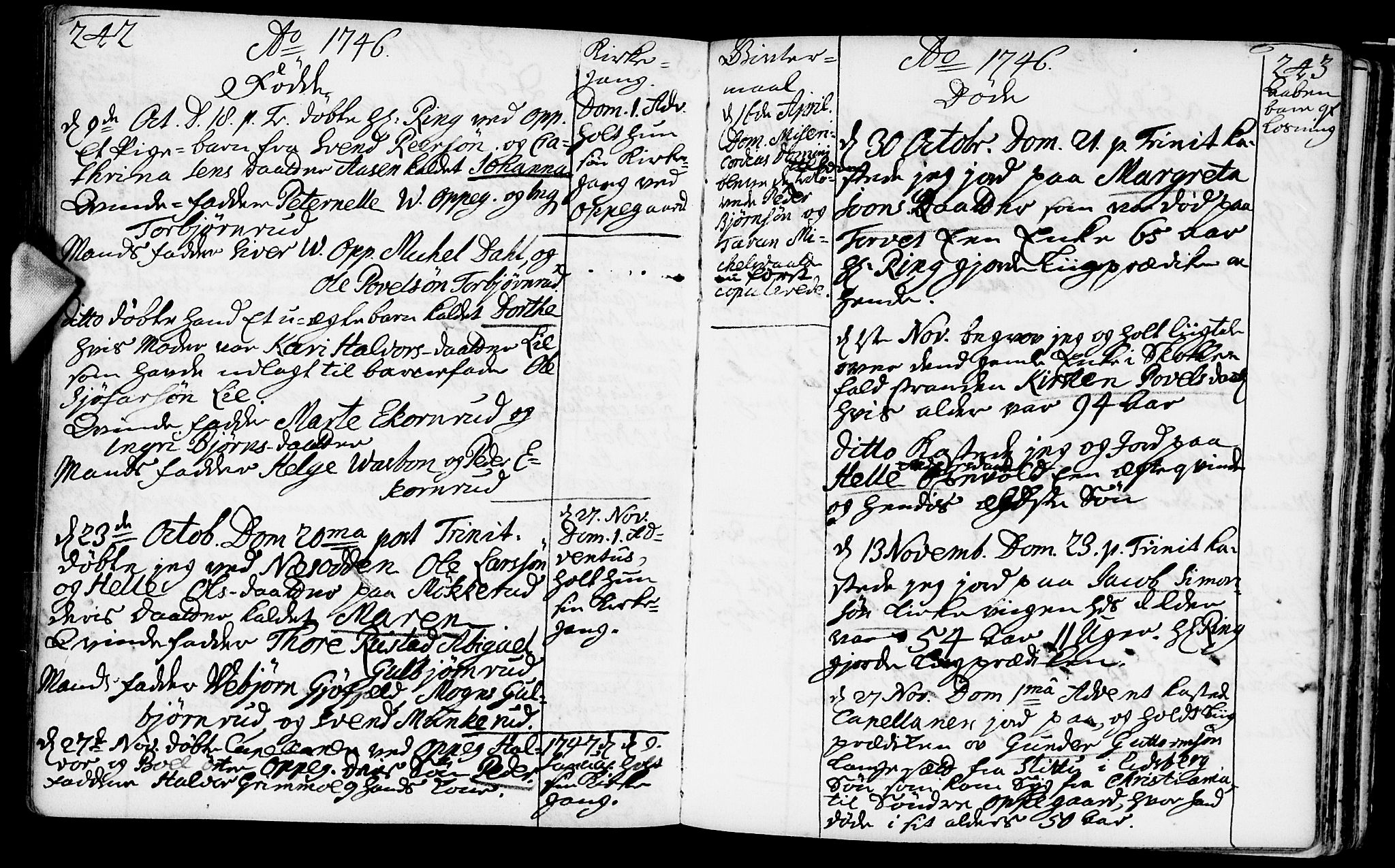 Nesodden prestekontor Kirkebøker, AV/SAO-A-10013/F/Fa/L0001: Parish register (official) no. I 1, 1709-1750, p. 242-243