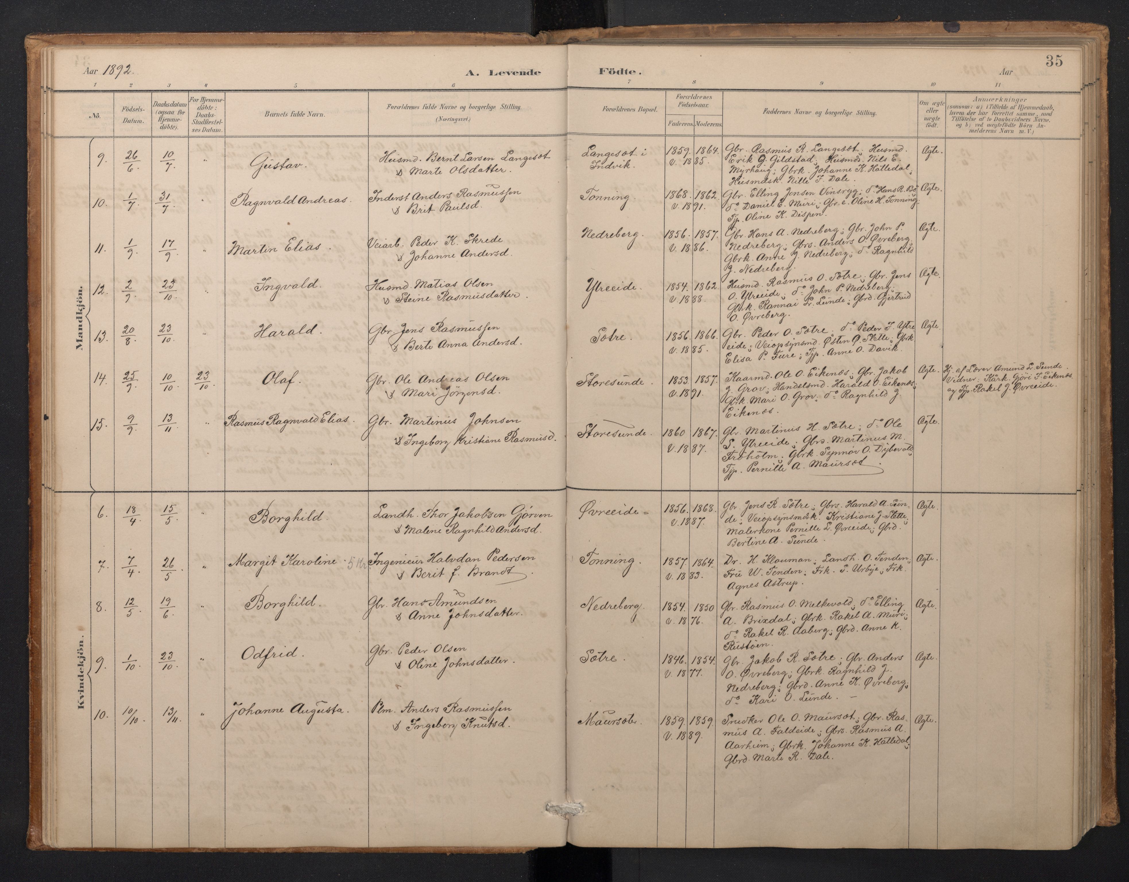 Stryn Sokneprestembete, SAB/A-82501: Parish register (copy) no. A 2, 1883-1905, p. 34b-35a