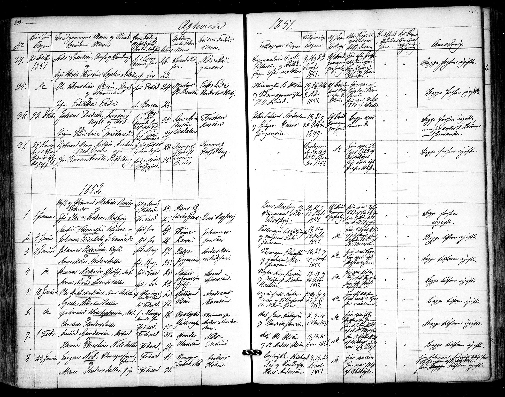 Halden prestekontor Kirkebøker, SAO/A-10909/F/Fa/L0006: Parish register (official) no. I 6, 1845-1856, p. 303
